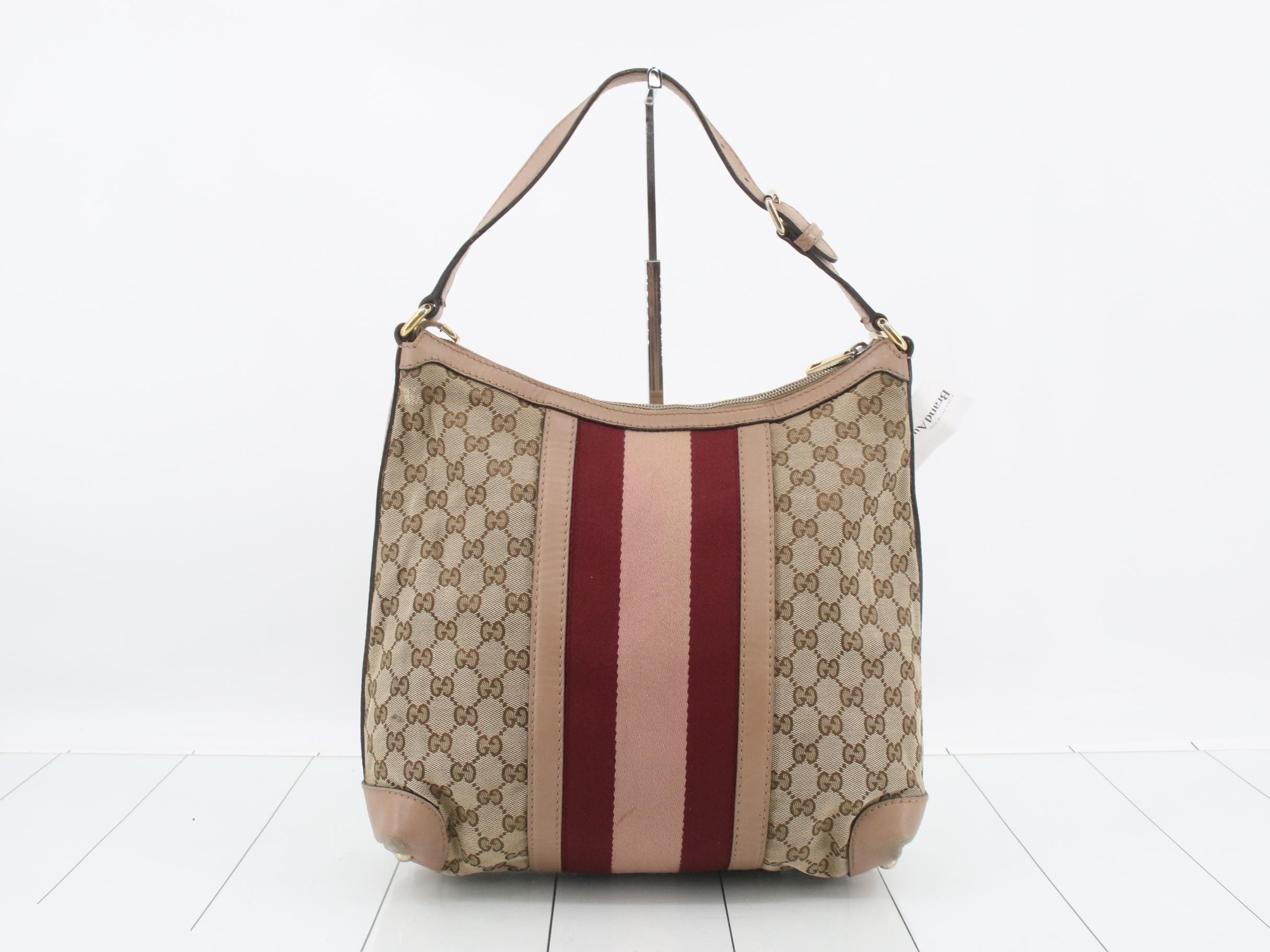 GG Canvas Web Shoulder Bag, Pink Leather, Gold Hardware — view 2