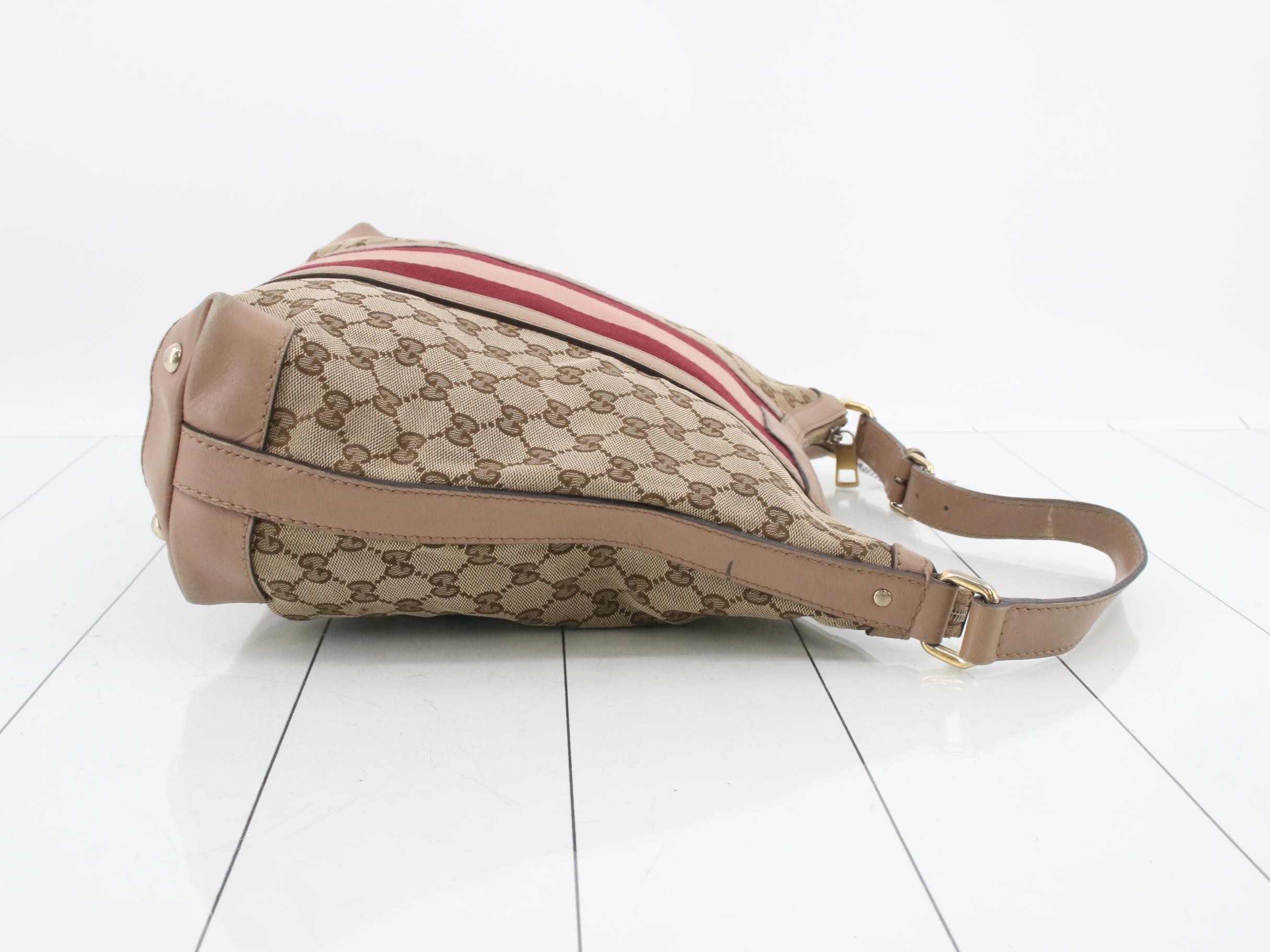 GG Canvas Web Shoulder Bag, Pink Leather, Gold Hardware — view 3