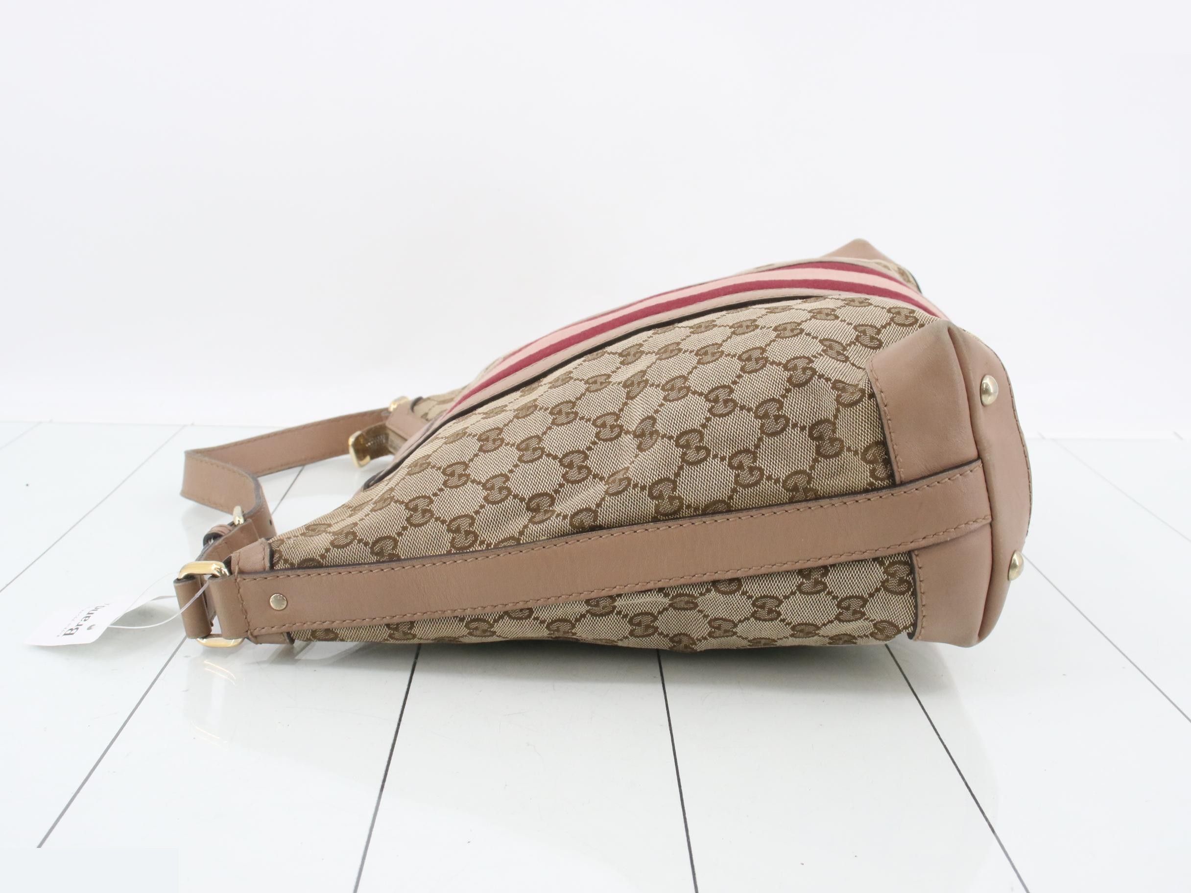GG Canvas Web Shoulder Bag, Pink Leather, Gold Hardware — view 4