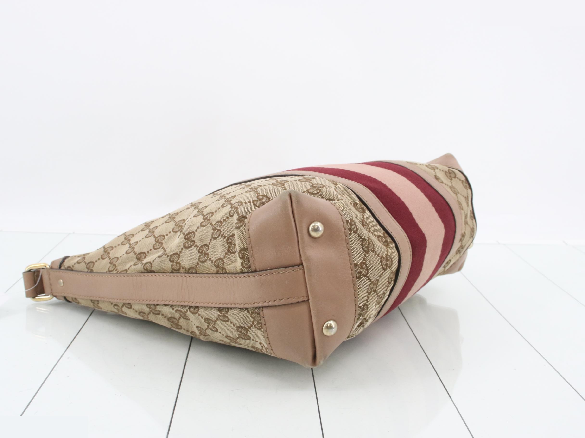 GG Canvas Web Shoulder Bag, Pink Leather, Gold Hardware — view 5