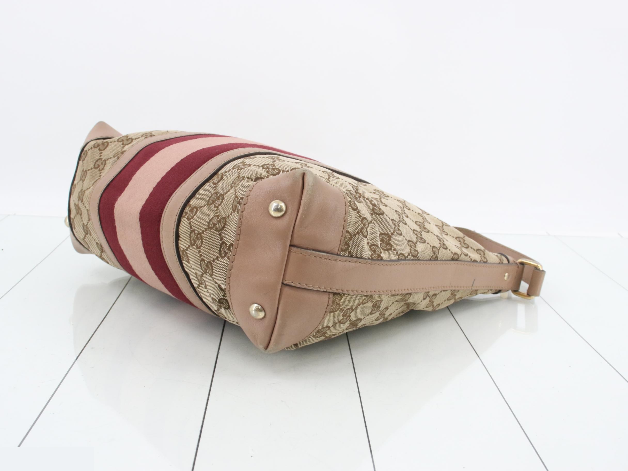 GG Canvas Web Shoulder Bag, Pink Leather, Gold Hardware — view 6