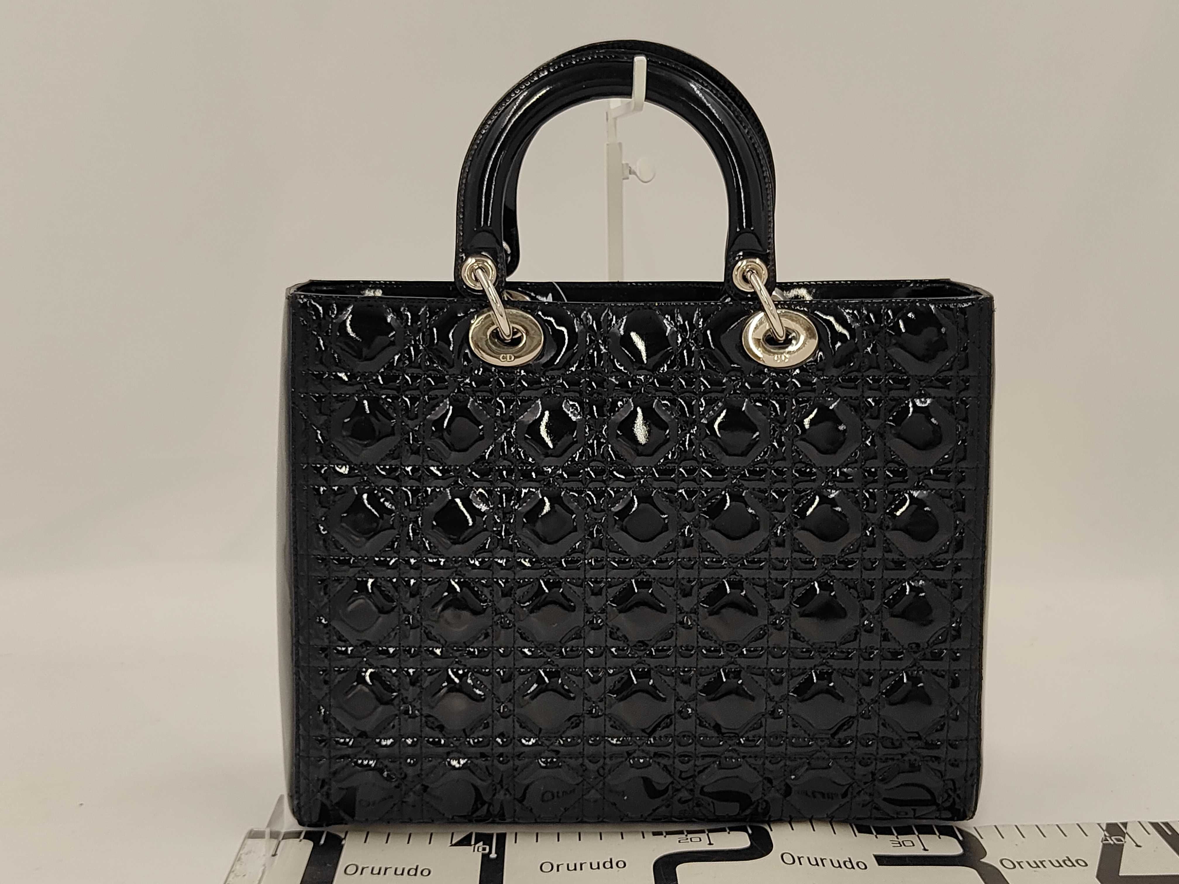 Lady Dior 2-way patent leather black handbag — view 2