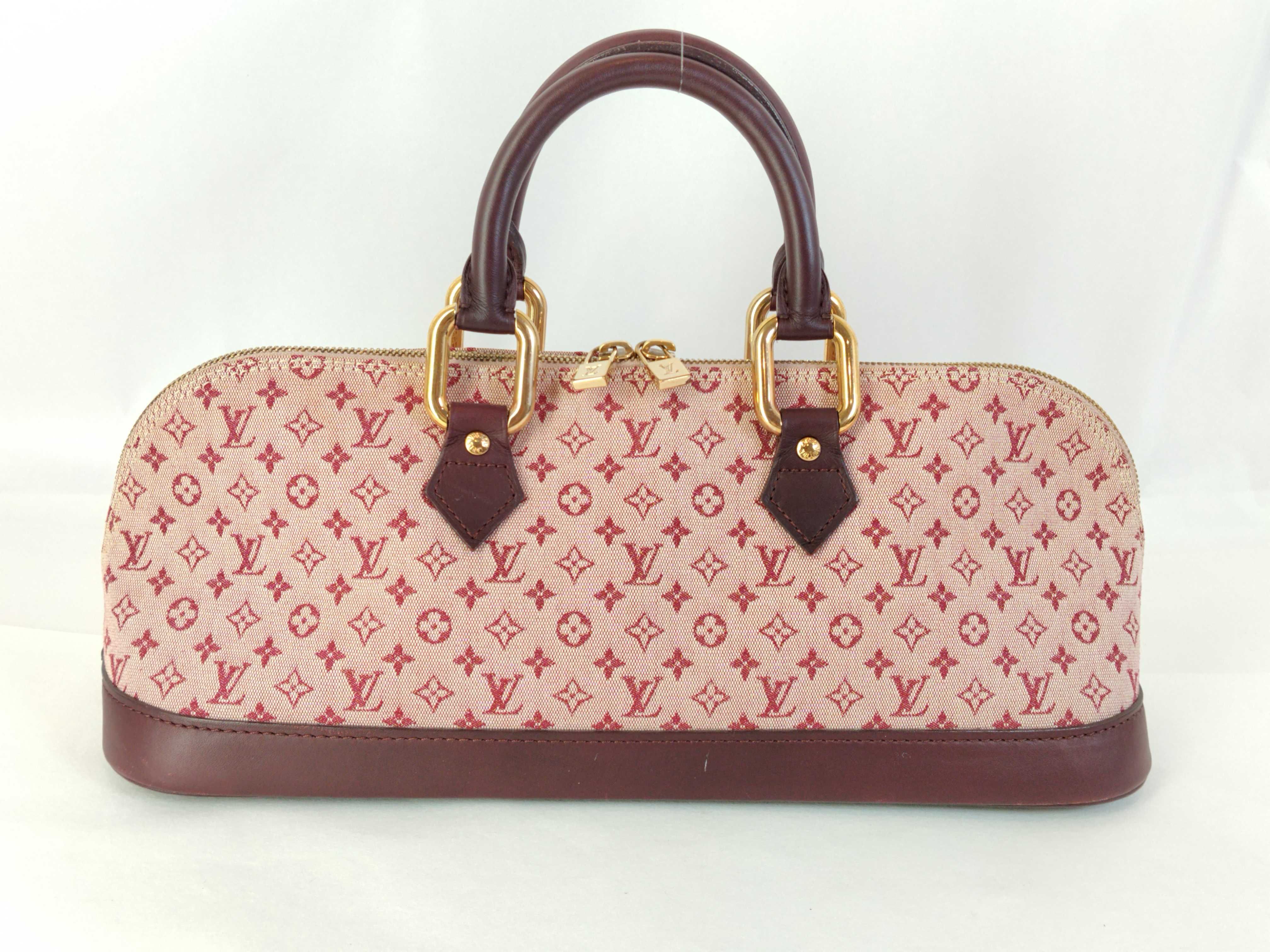 Monogram Mini Alma Long M92207 MI0022 Red x Brown Handbag