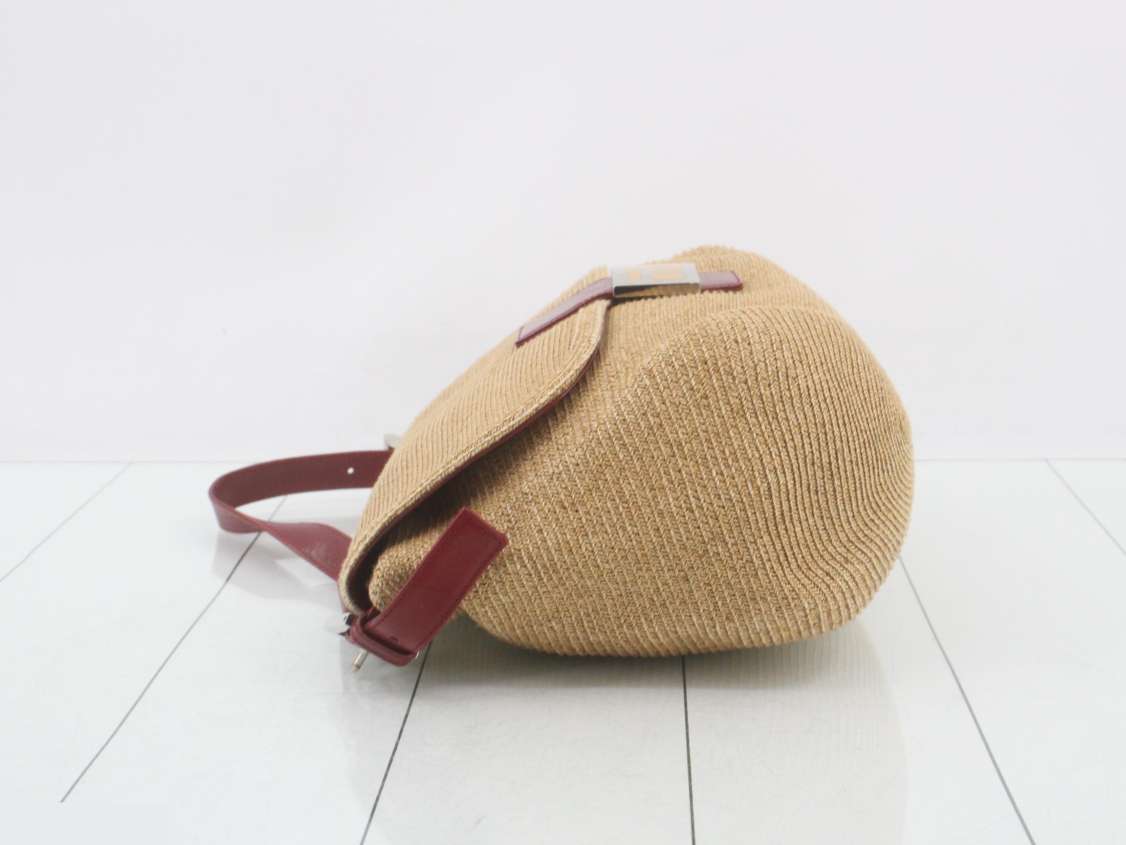 Mamma Bucket Raffia Leather One-Shoulder Bag — view 4