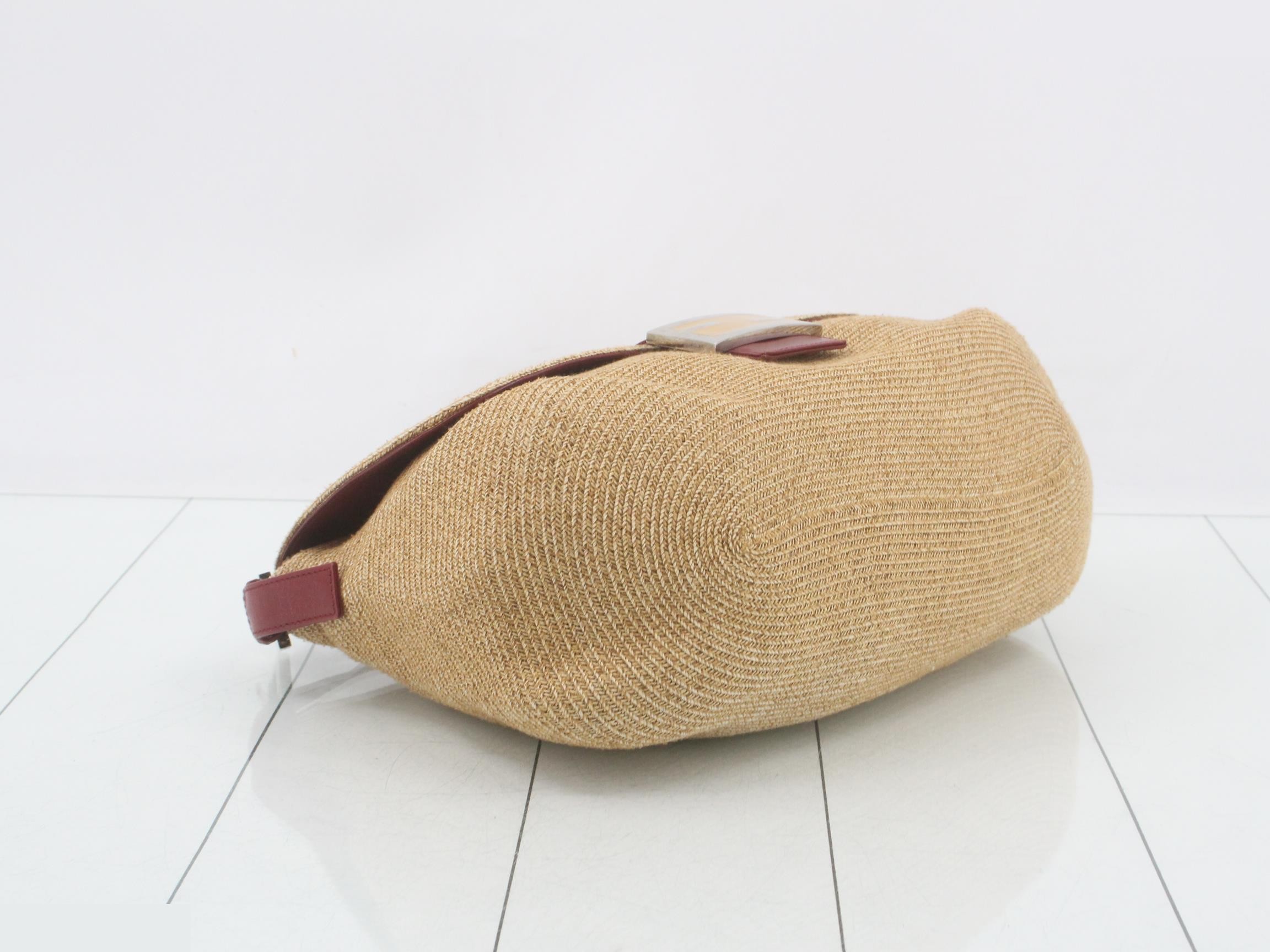Mamma Bucket Raffia Leather One-Shoulder Bag — view 5
