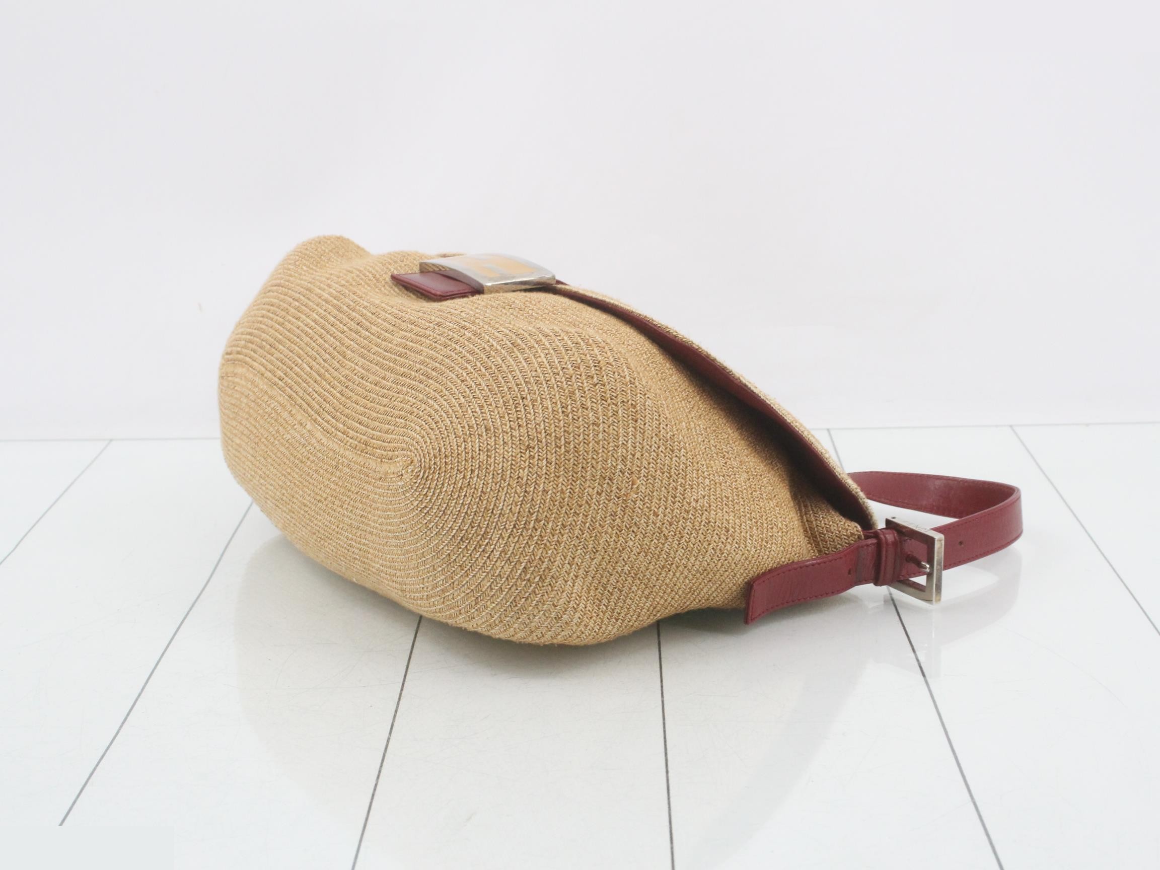 Mamma Bucket Raffia Leather One-Shoulder Bag — view 6
