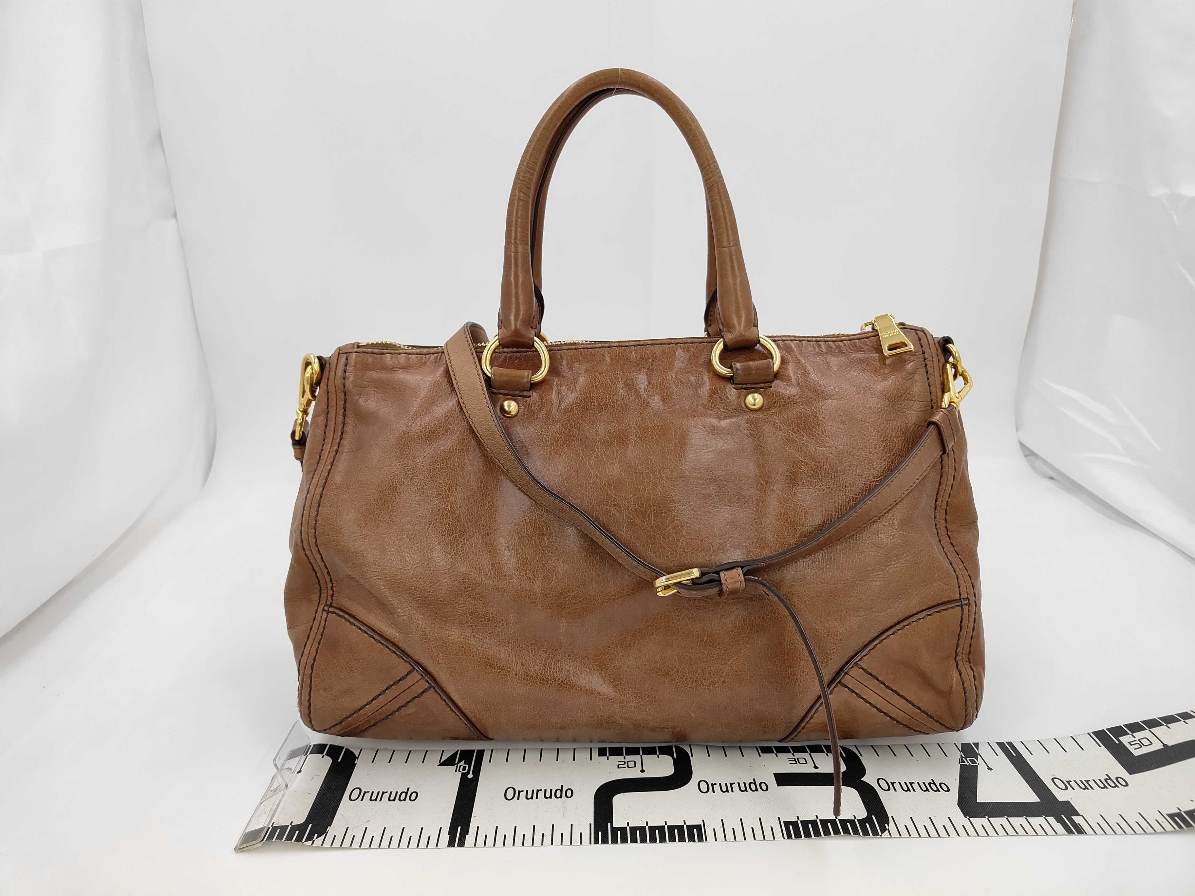 Vitello Shine Tote Shoulder Bag Brown BL0678 Handbag — view 2