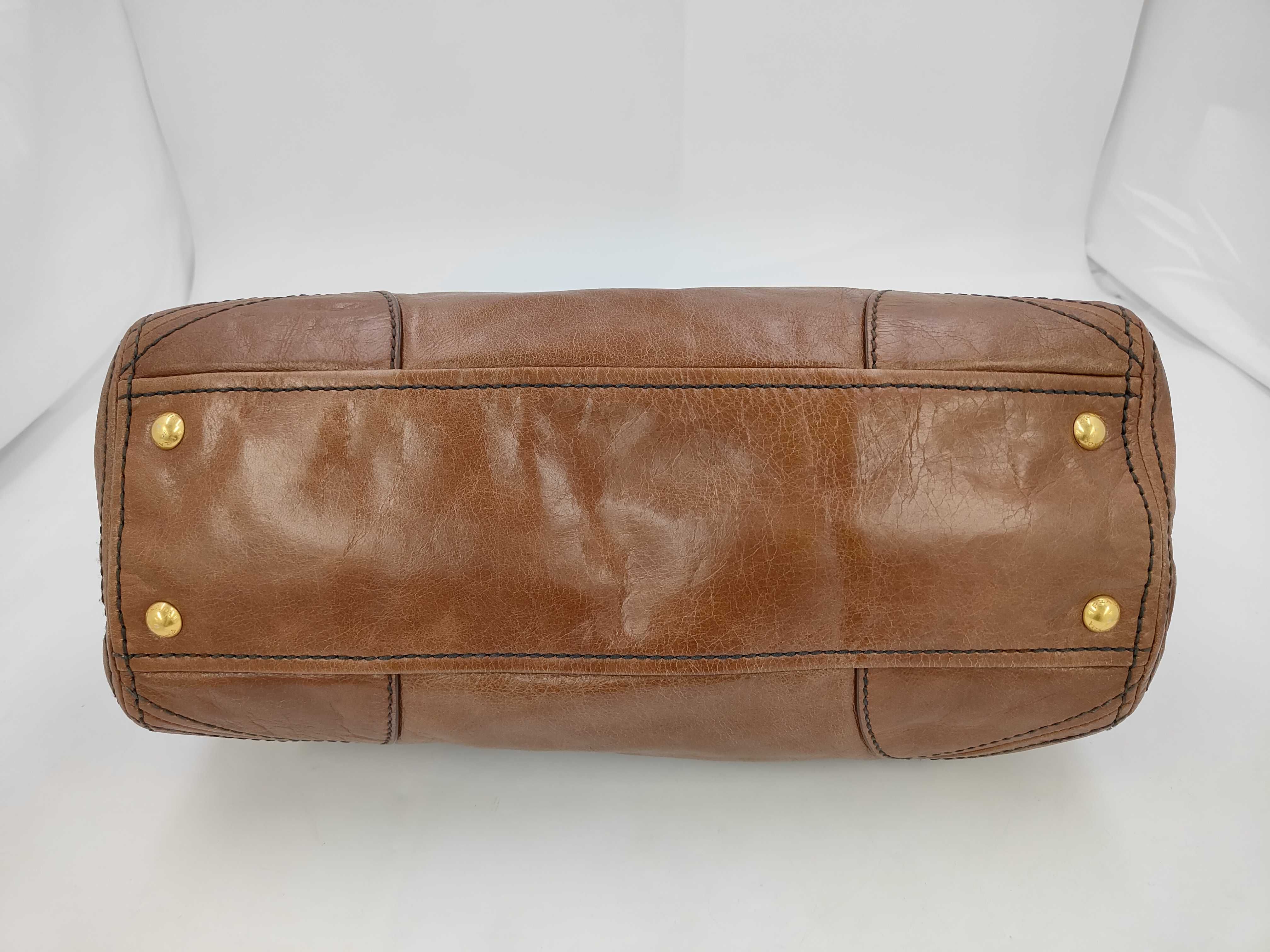 Vitello Shine Tote Shoulder Bag Brown BL0678 Handbag — view 4
