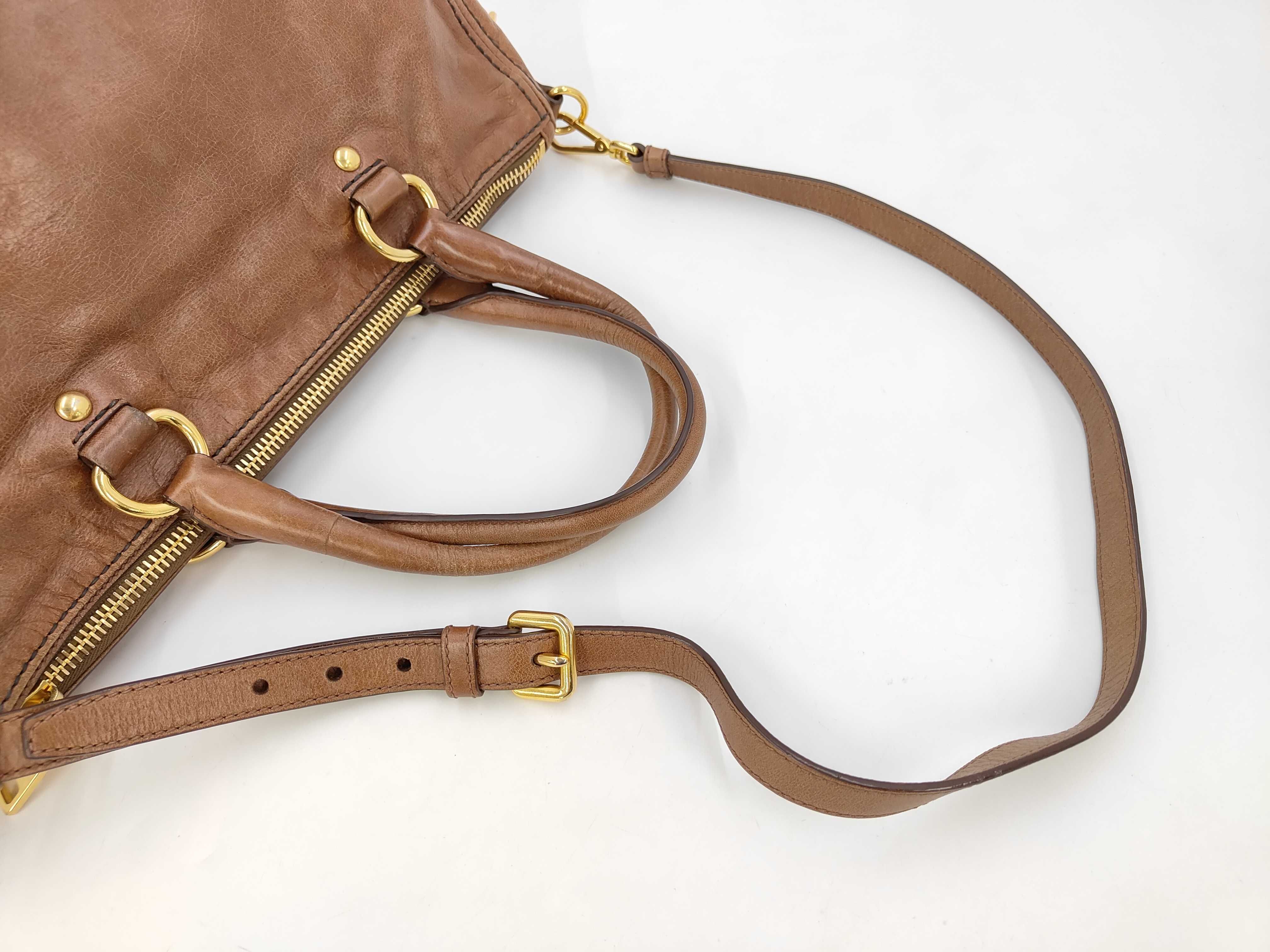 Vitello Shine Tote Shoulder Bag Brown BL0678 Handbag — view 5