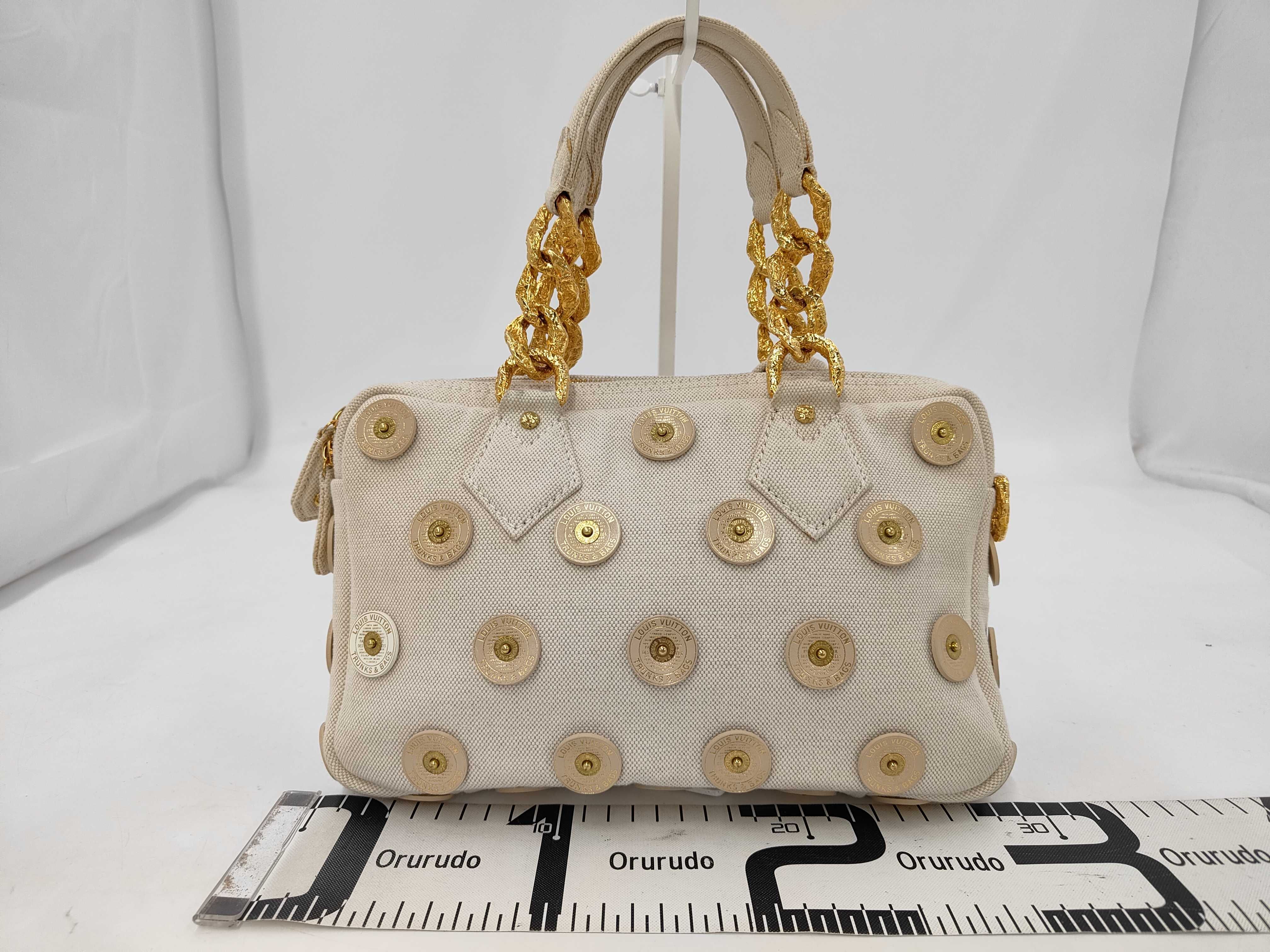 Polka Dots Panama Canvas/Leather Beige Men's Handbag 95407MB2017 — view 2