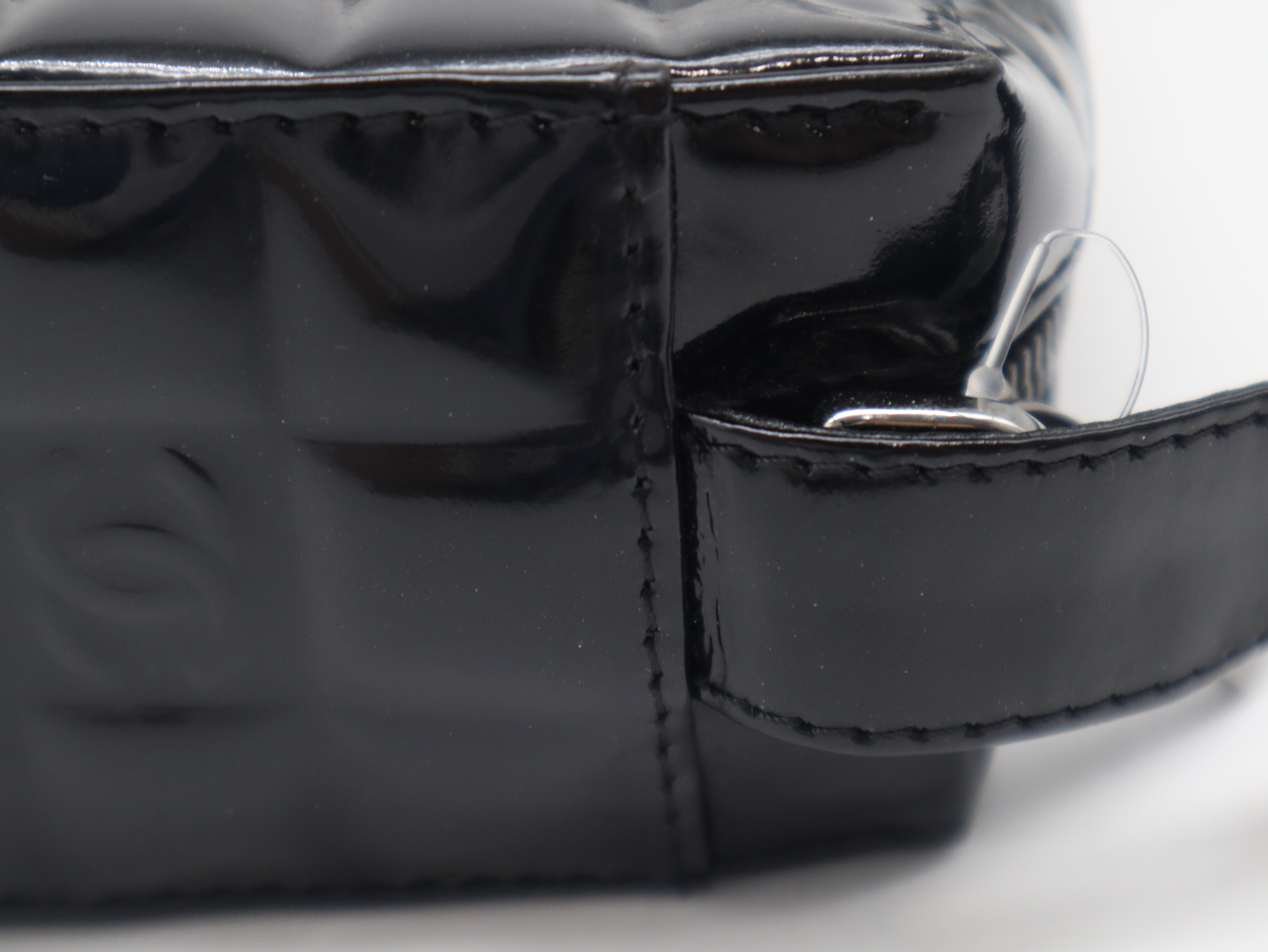 Patent Leather Chocolate Bar Shoulder Bag, Black, Seal 8388821 Shoulder Bag — view 7