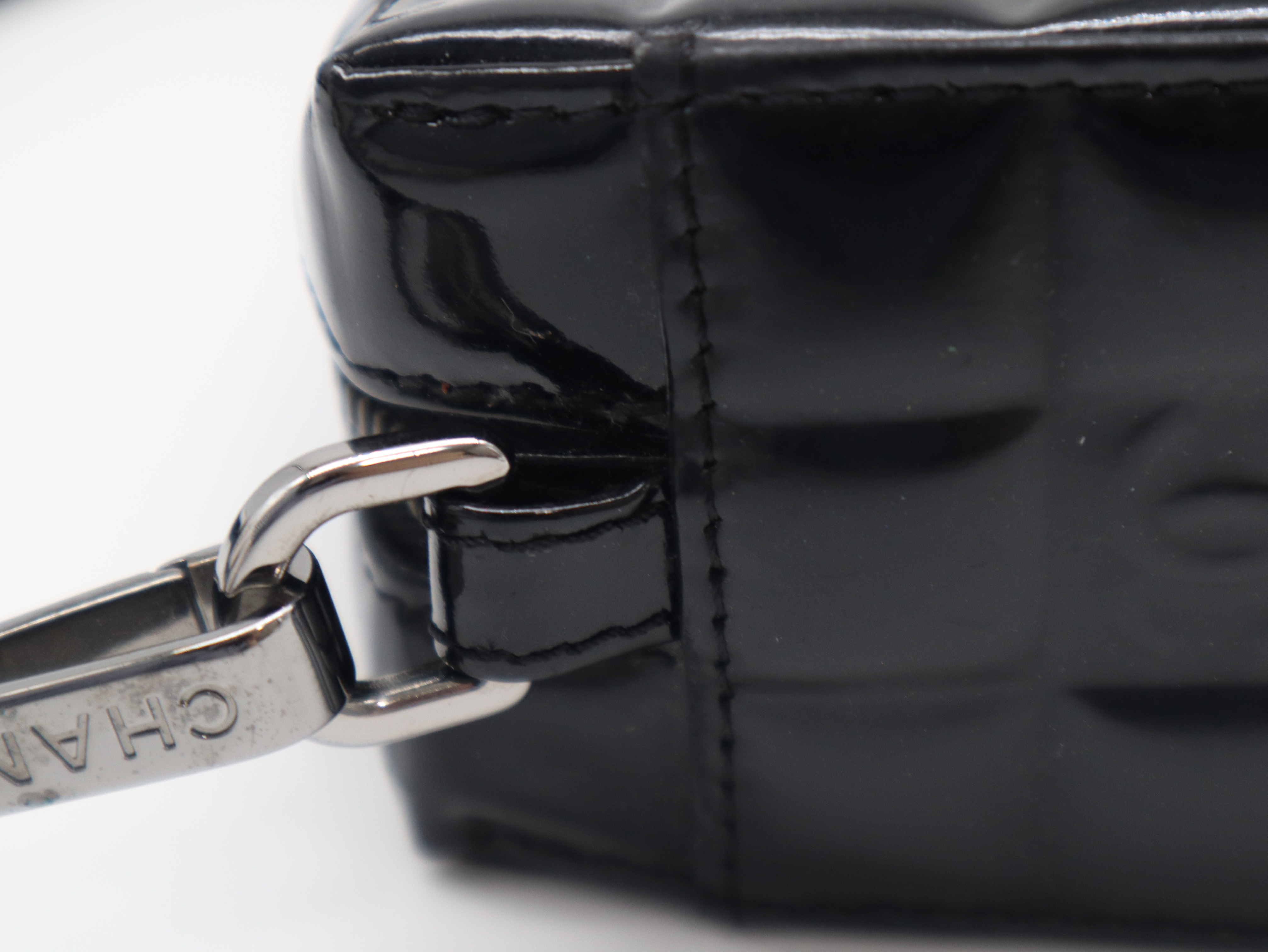 Patent Leather Chocolate Bar Shoulder Bag, Black, Seal 8388821 Shoulder Bag — view 8