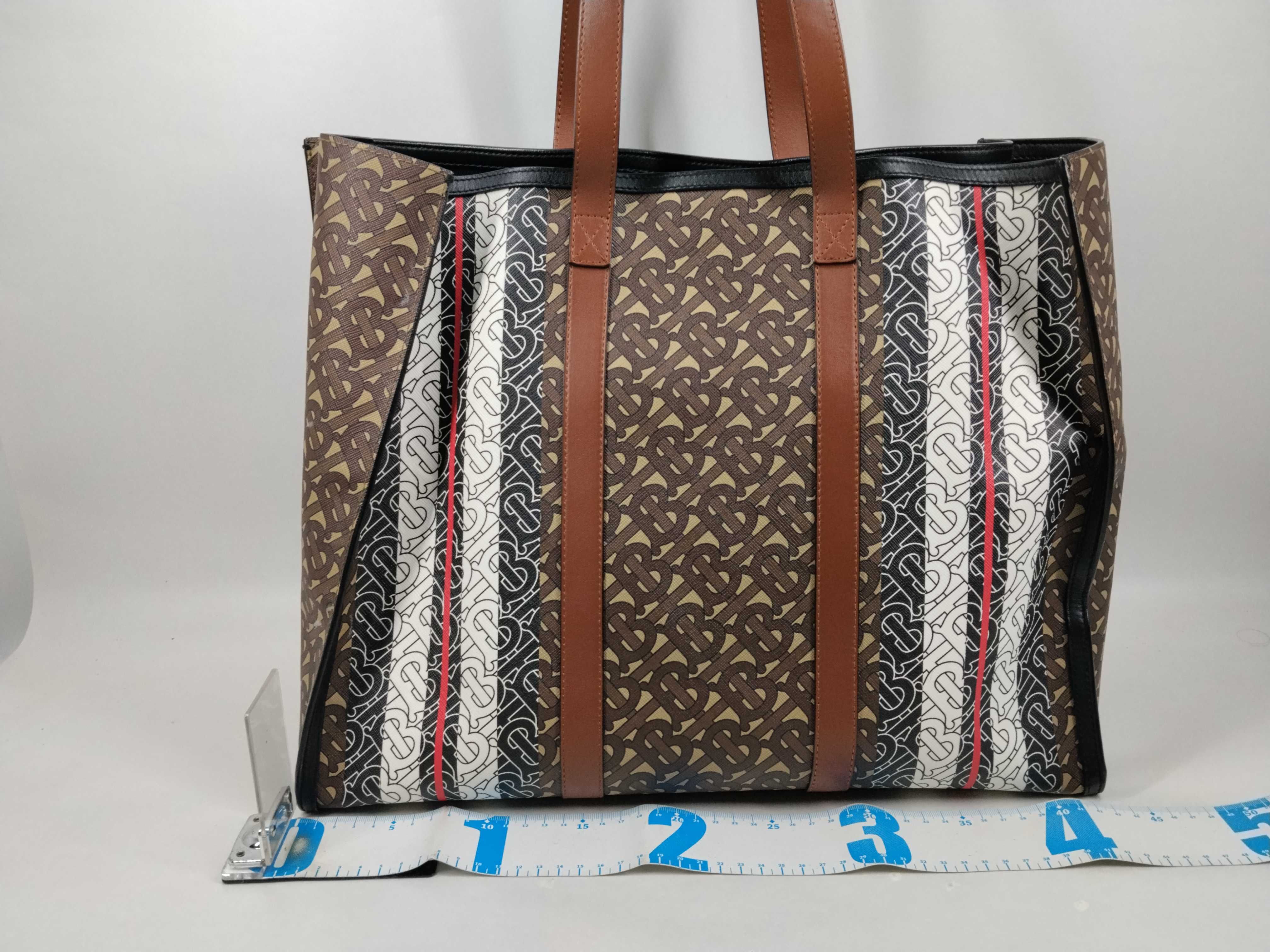 TB Monogram Tote Bag, Beige x Brown, with dust bag. — view 2