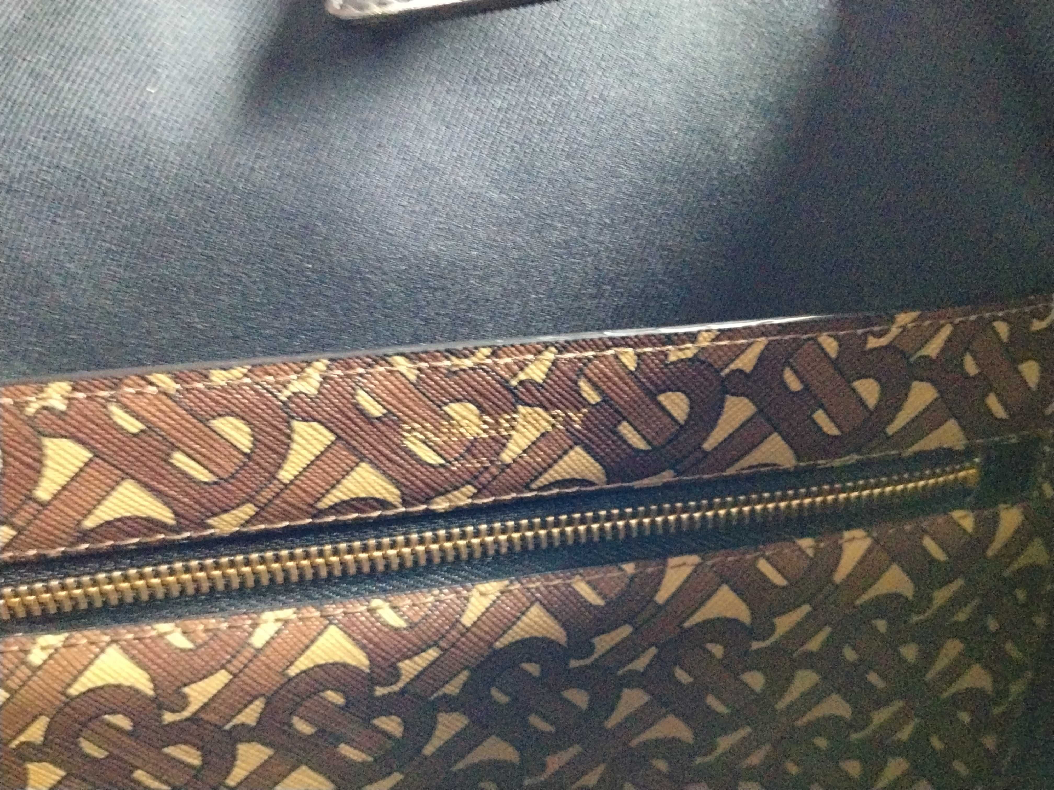 TB Monogram Tote Bag, Beige x Brown, with dust bag. — view 13