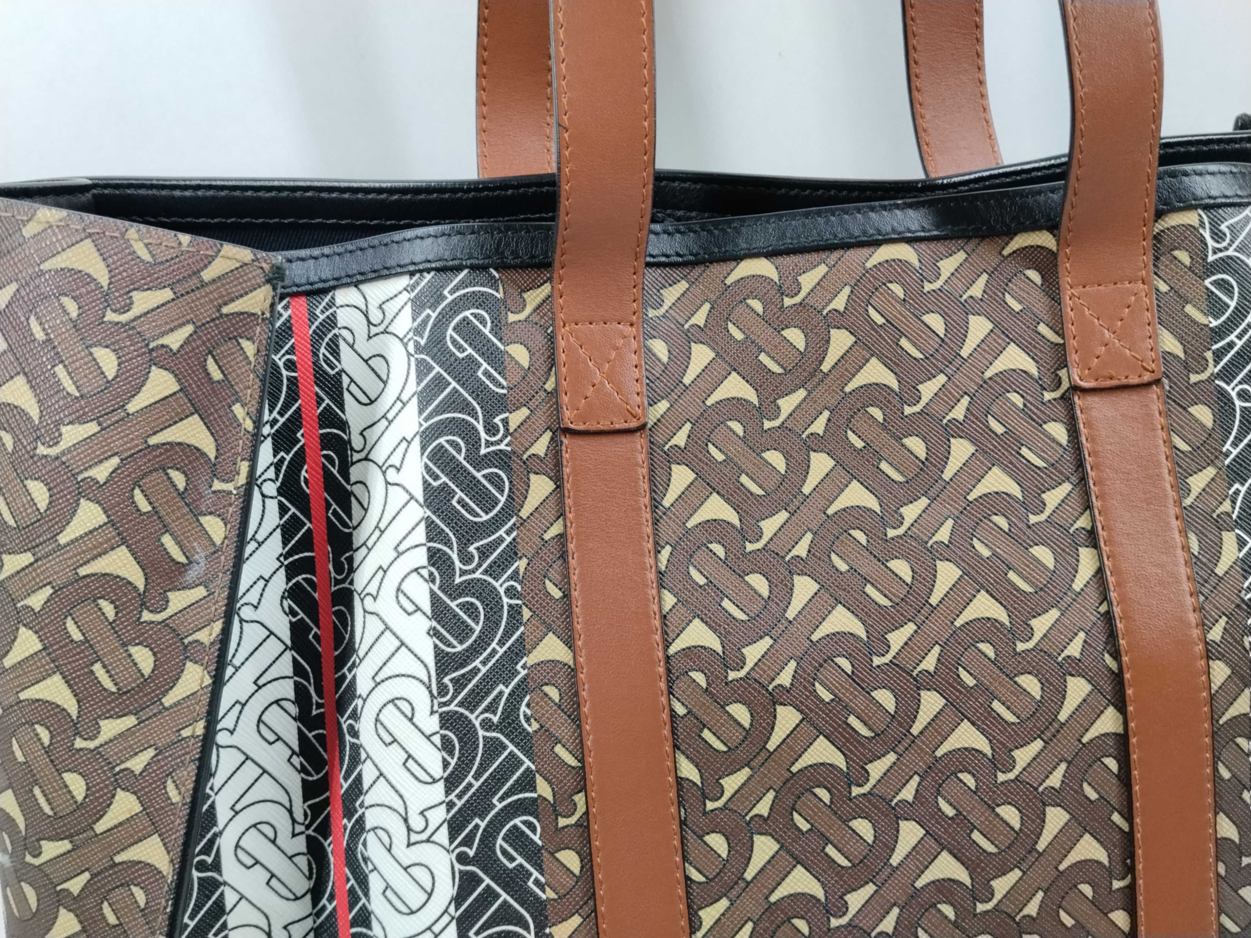 TB Monogram Tote Bag, Beige x Brown, with dust bag. — view 3