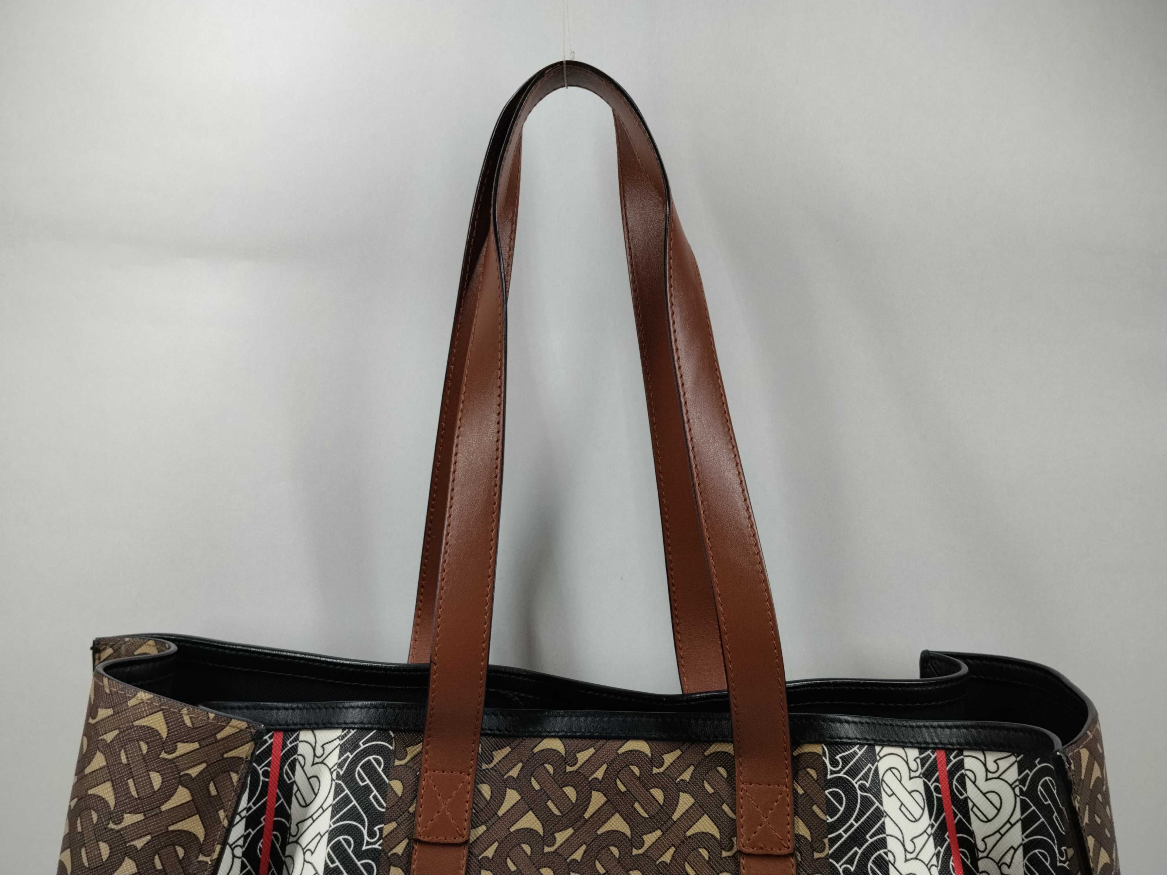 TB Monogram Tote Bag, Beige x Brown, with dust bag. — view 4