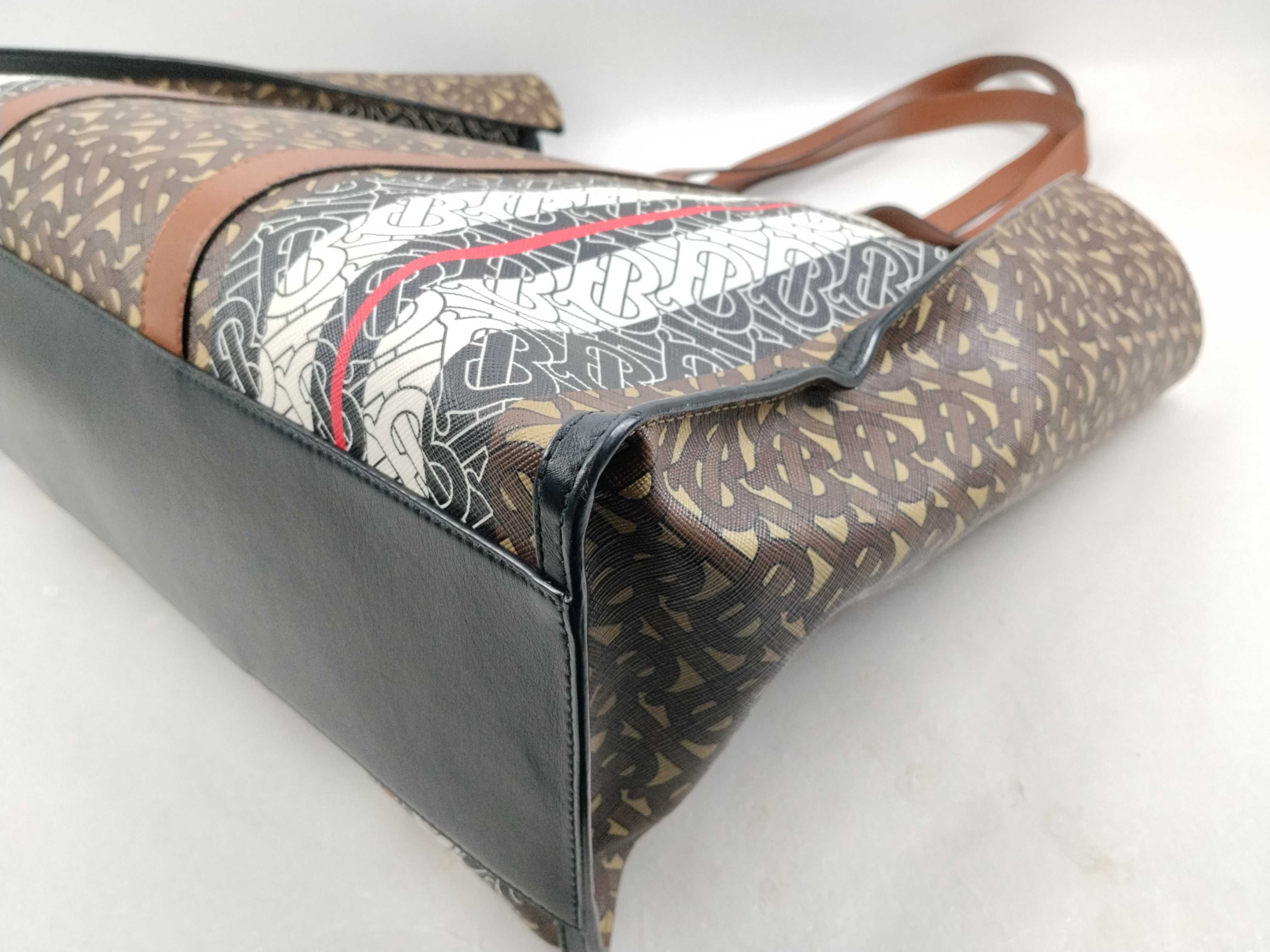 TB Monogram Tote Bag, Beige x Brown, with dust bag. — view 6