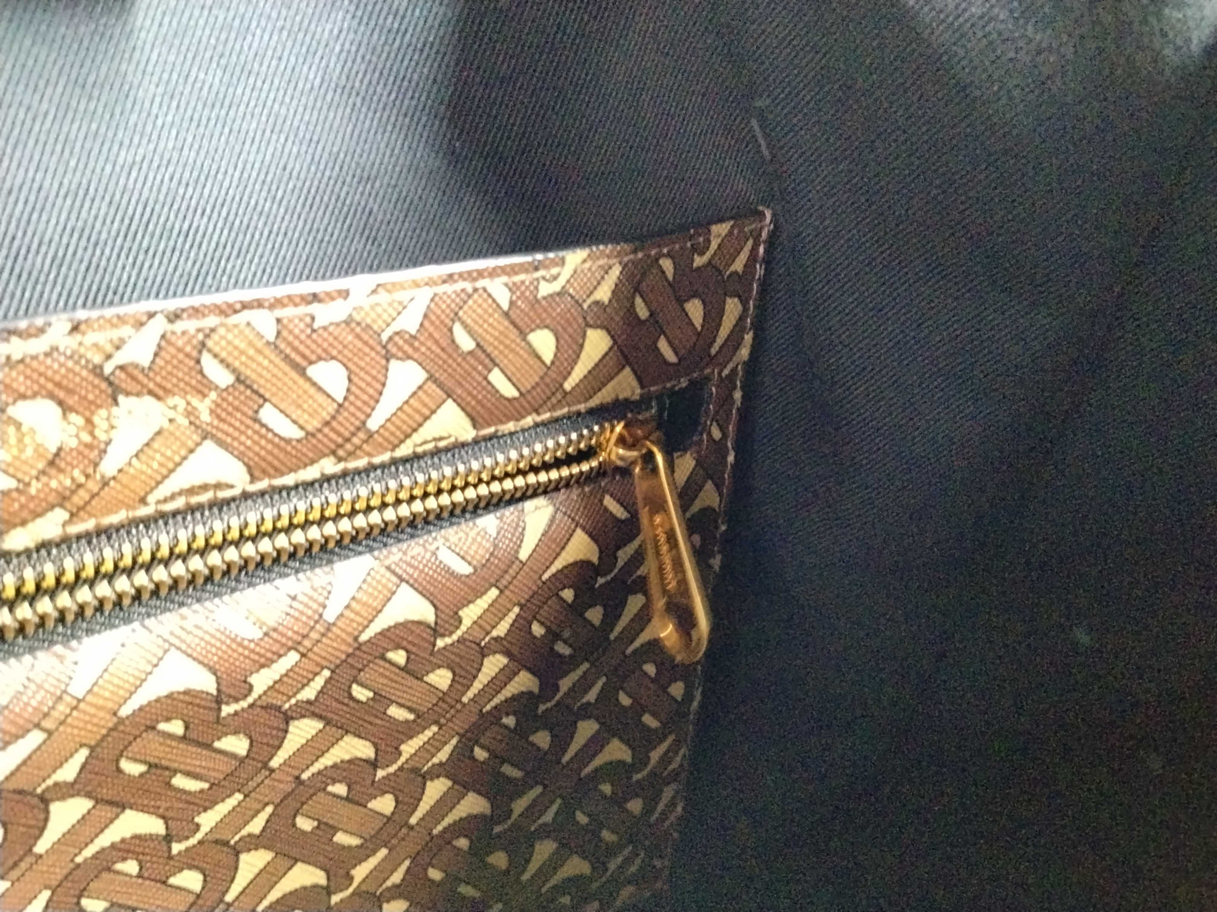 TB Monogram Tote Bag, Beige x Brown, with dust bag. — view 10