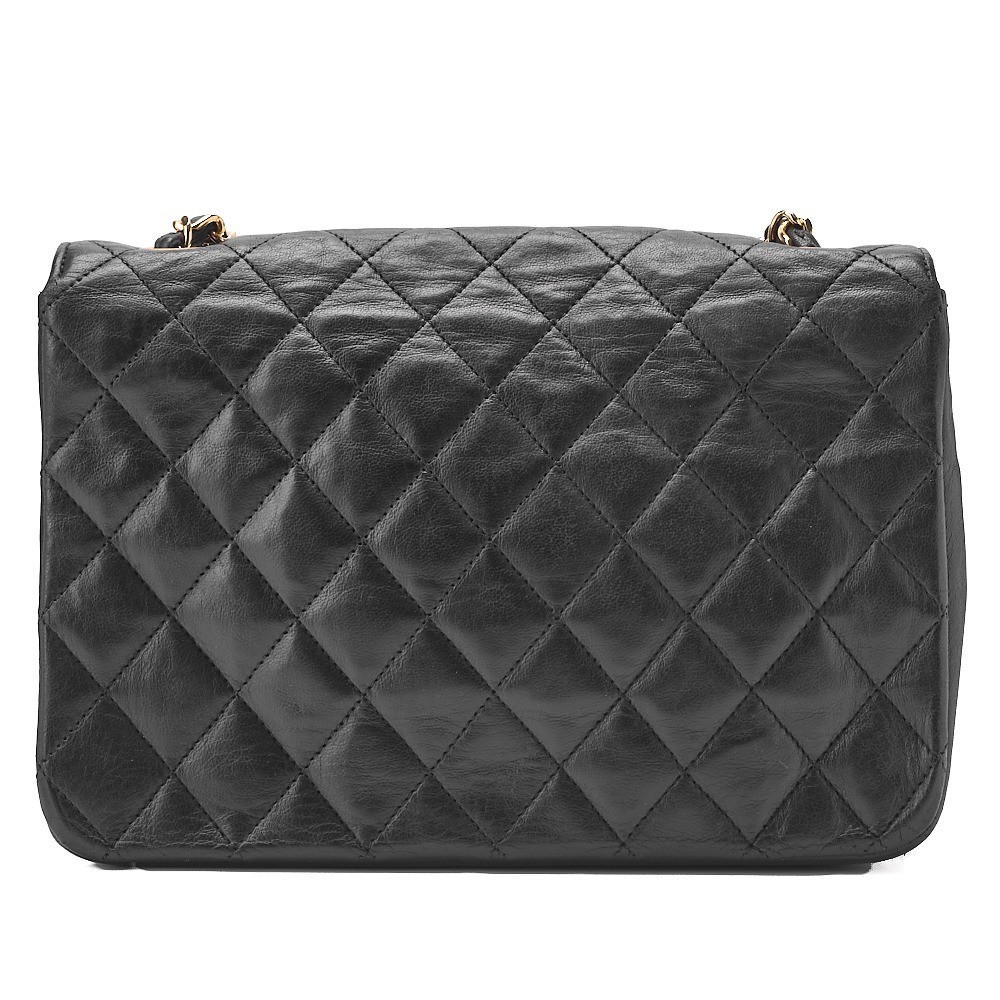 Lambskin Matelassé Round Flap Chain Shoulder Bag, Black — view 2