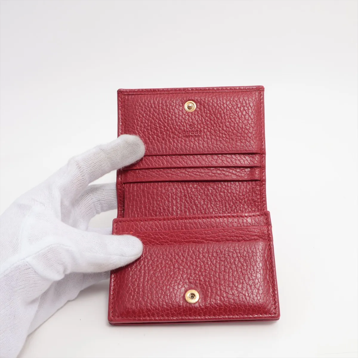 Double G 456126 Leather Compact Wallet Red — view 3