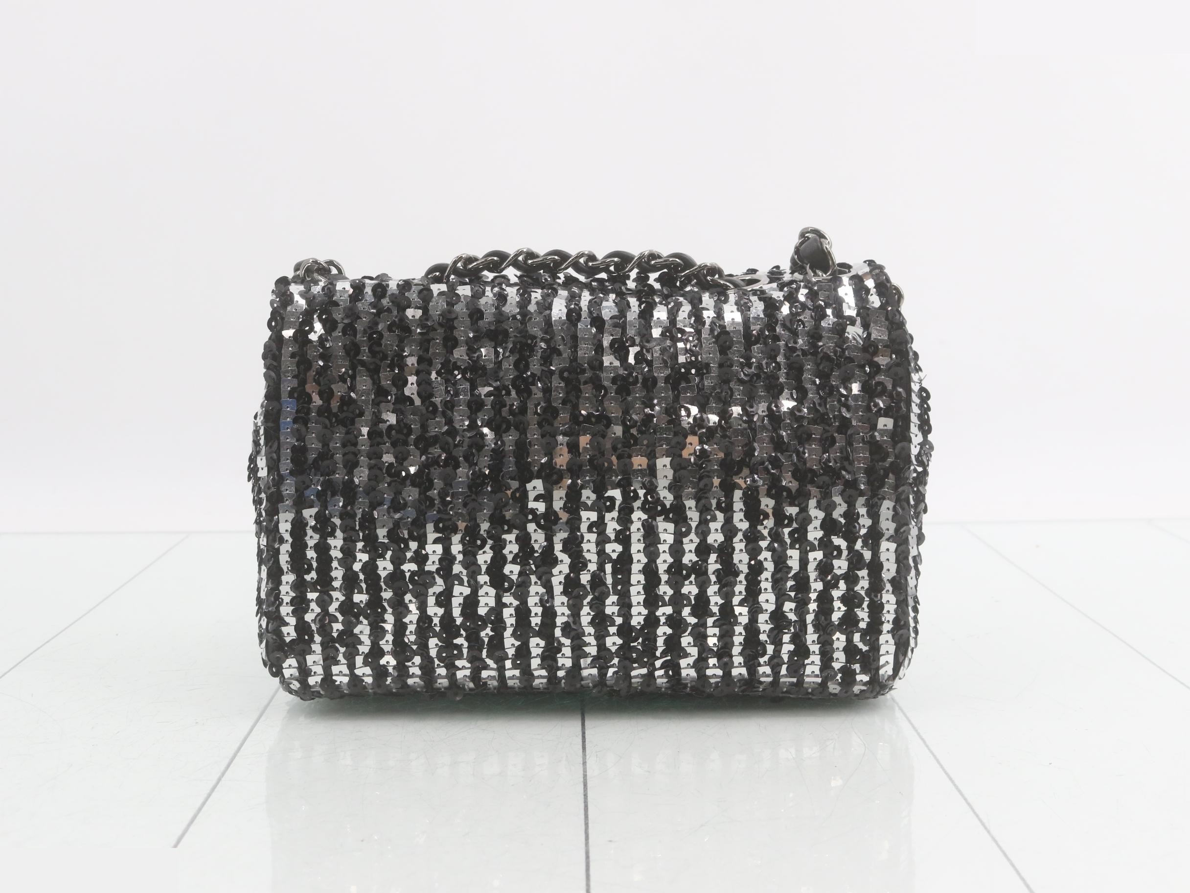 Sequined Mini Matelassé Chain Shoulder Bag — view 2
