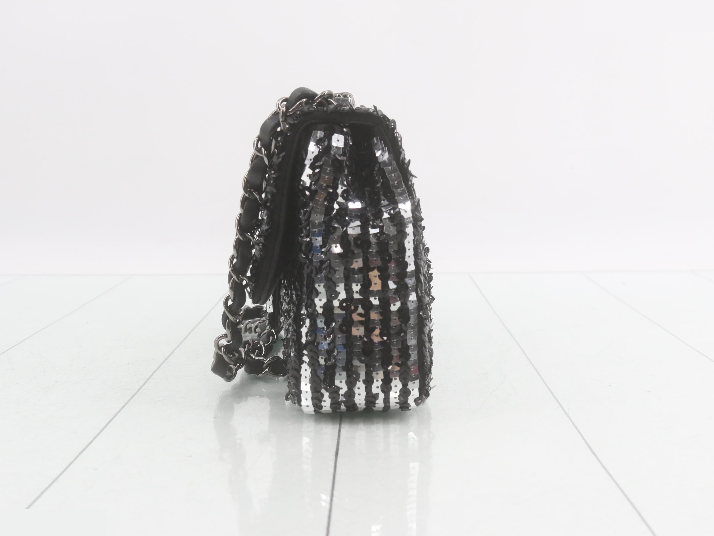 Sequined Mini Matelassé Chain Shoulder Bag — view 3