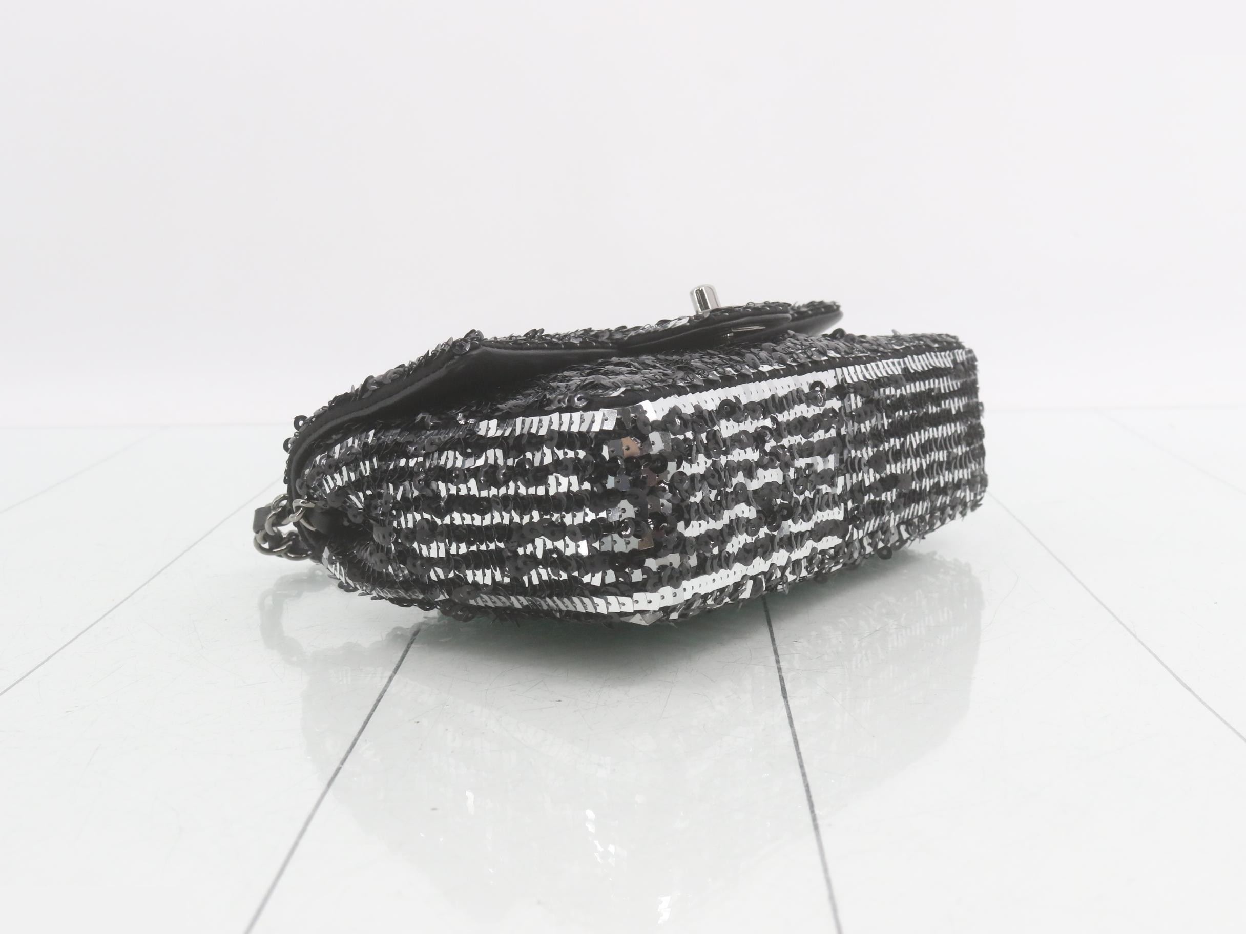 Sequined Mini Matelassé Chain Shoulder Bag — view 5