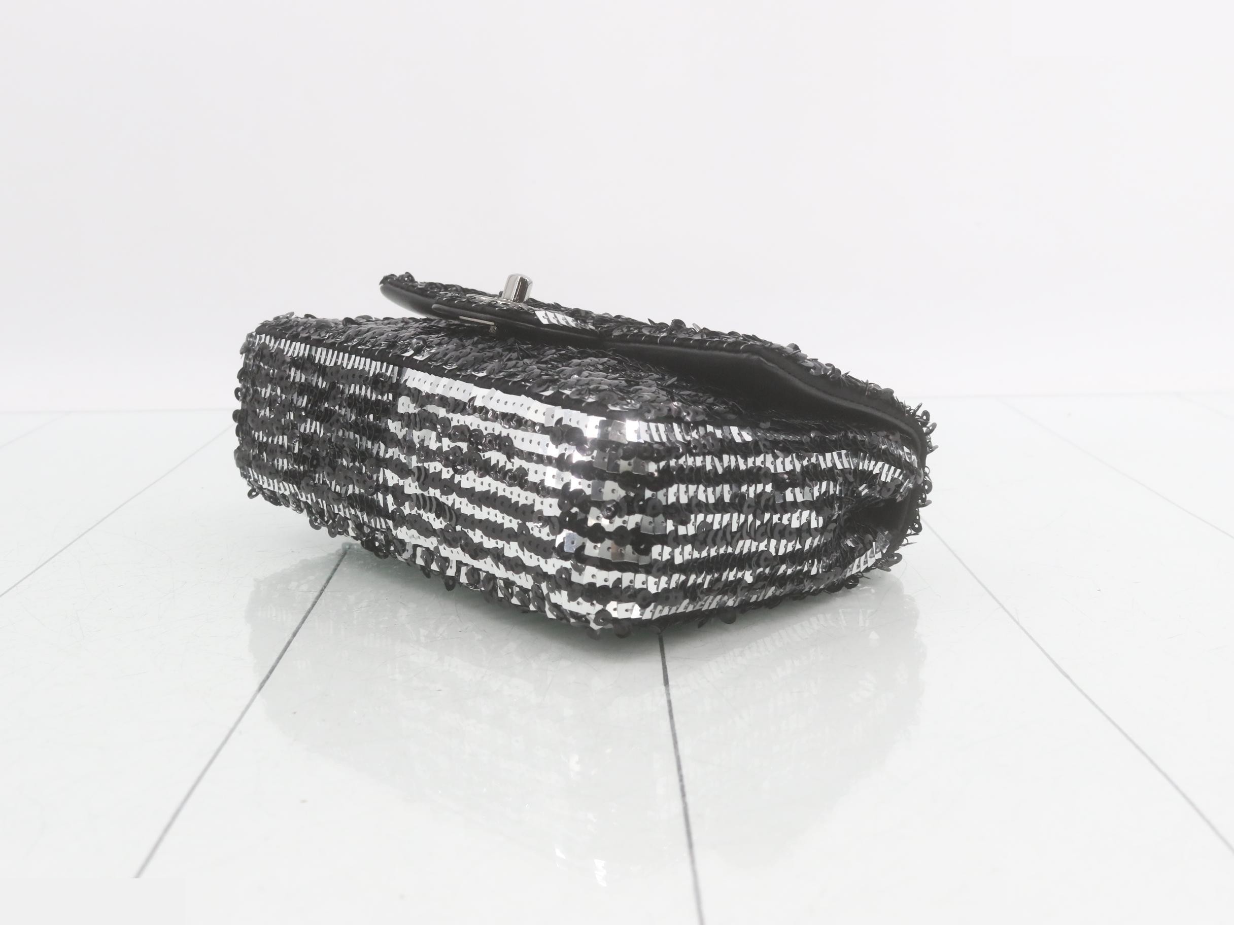 Sequined Mini Matelassé Chain Shoulder Bag — view 6
