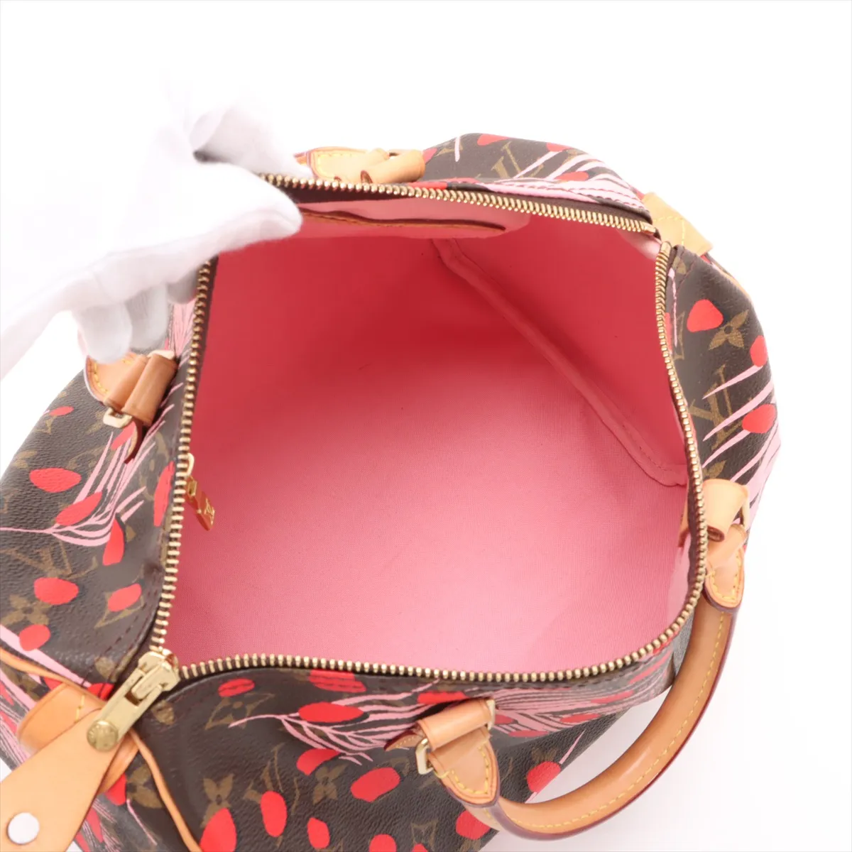 Monogram Jungle Dot Speedy 30 M41983 MB1146 Brown x Pink x Red — view 7