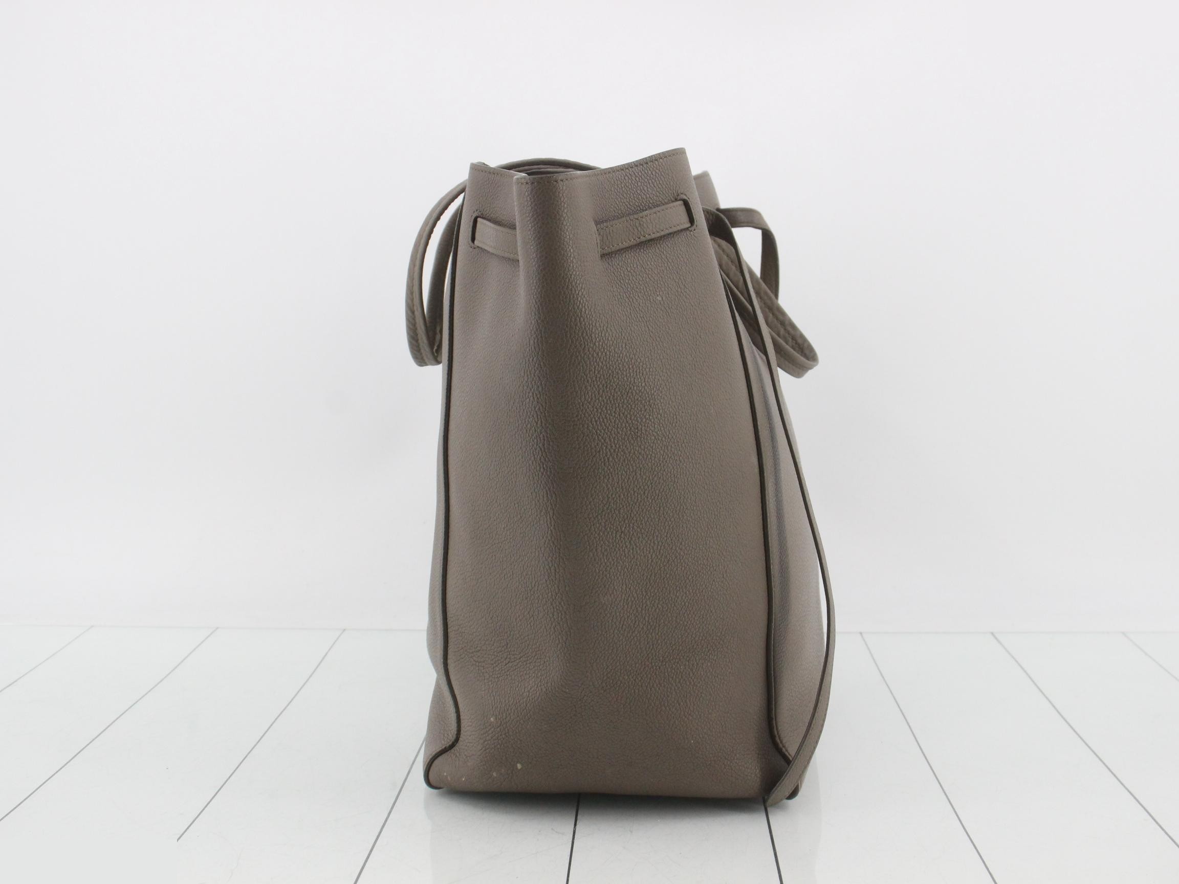 Cabas Phantom Medium Leather Tote Bag, Greige — view 4
