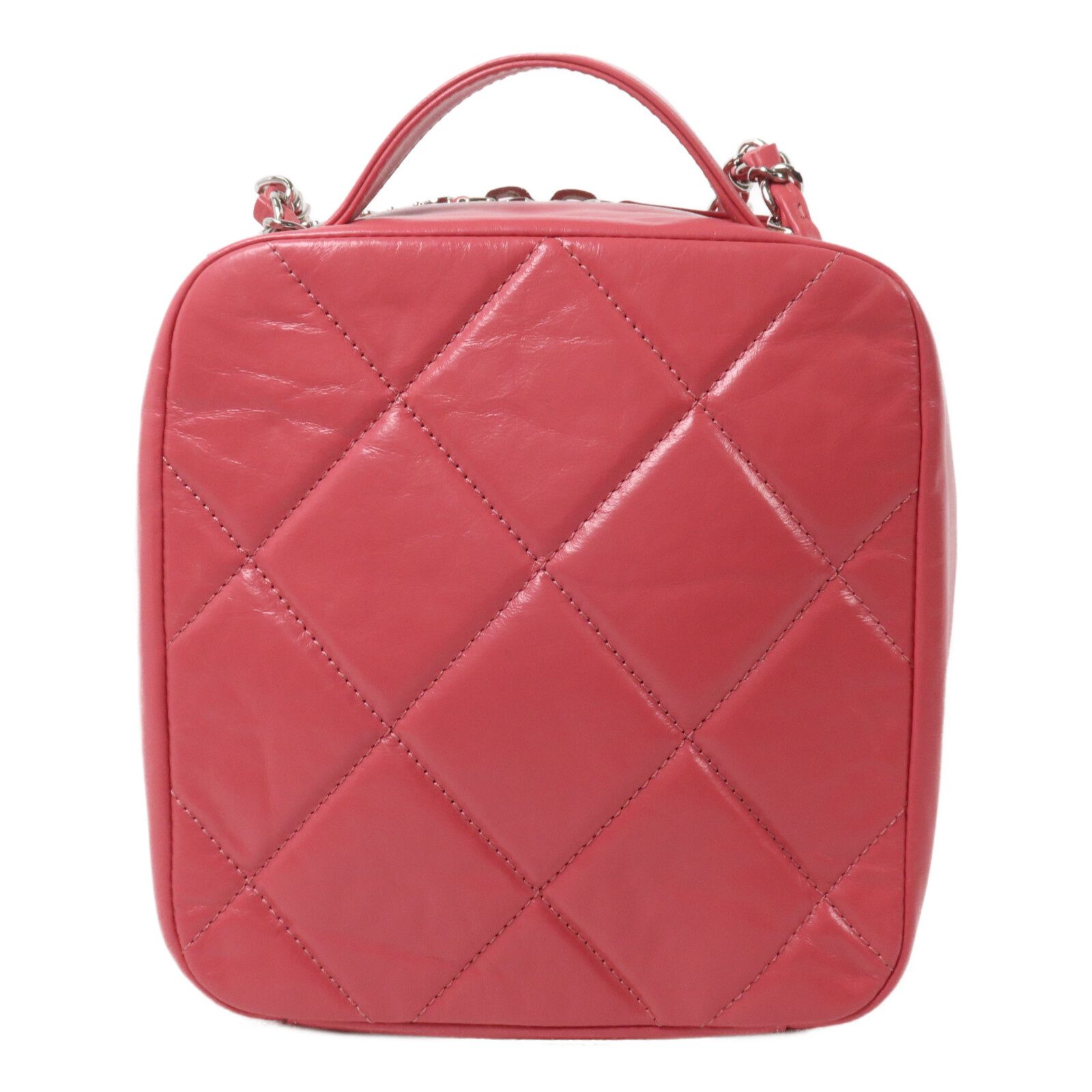 Pink aged Calfskin Top Handle w/ Chain Strap Camera Case — view 2