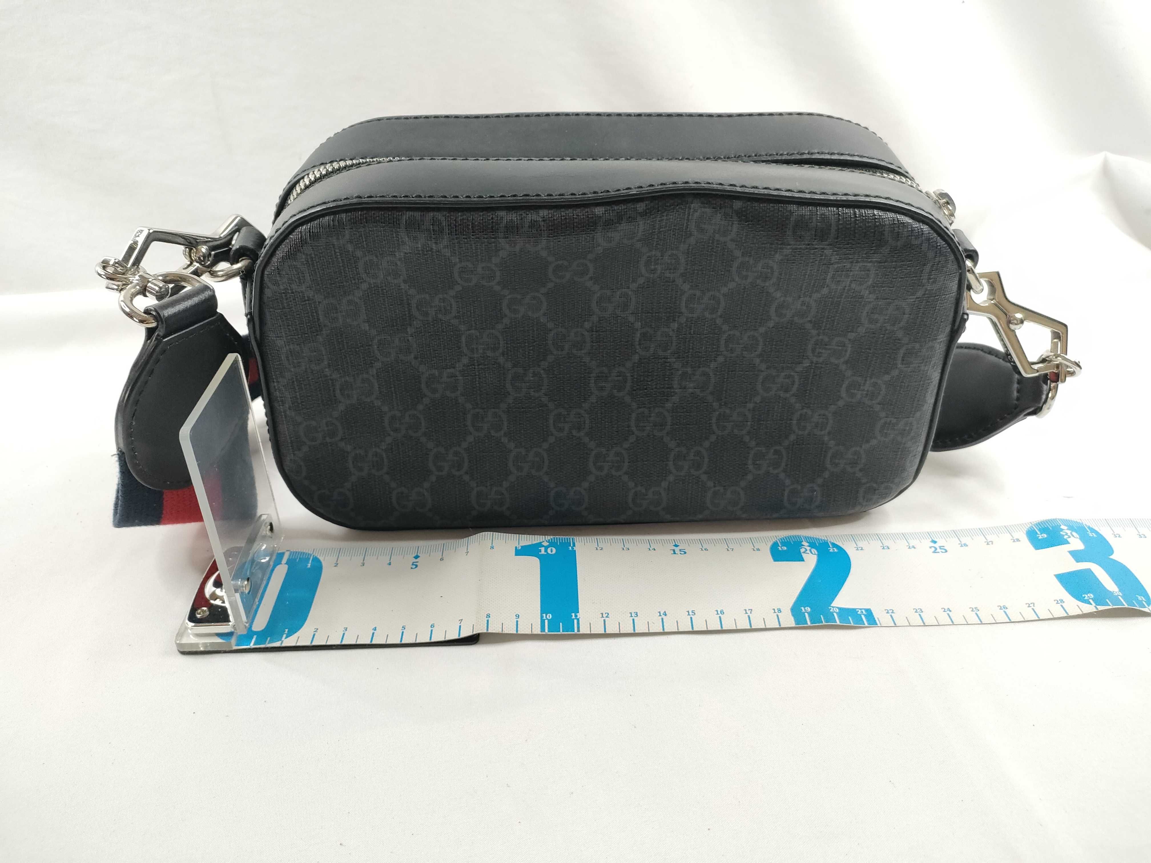 GG Supreme ID-GG Supreme PVC x Cowhide Shoulder Bag Black 574886 with strap — view 2