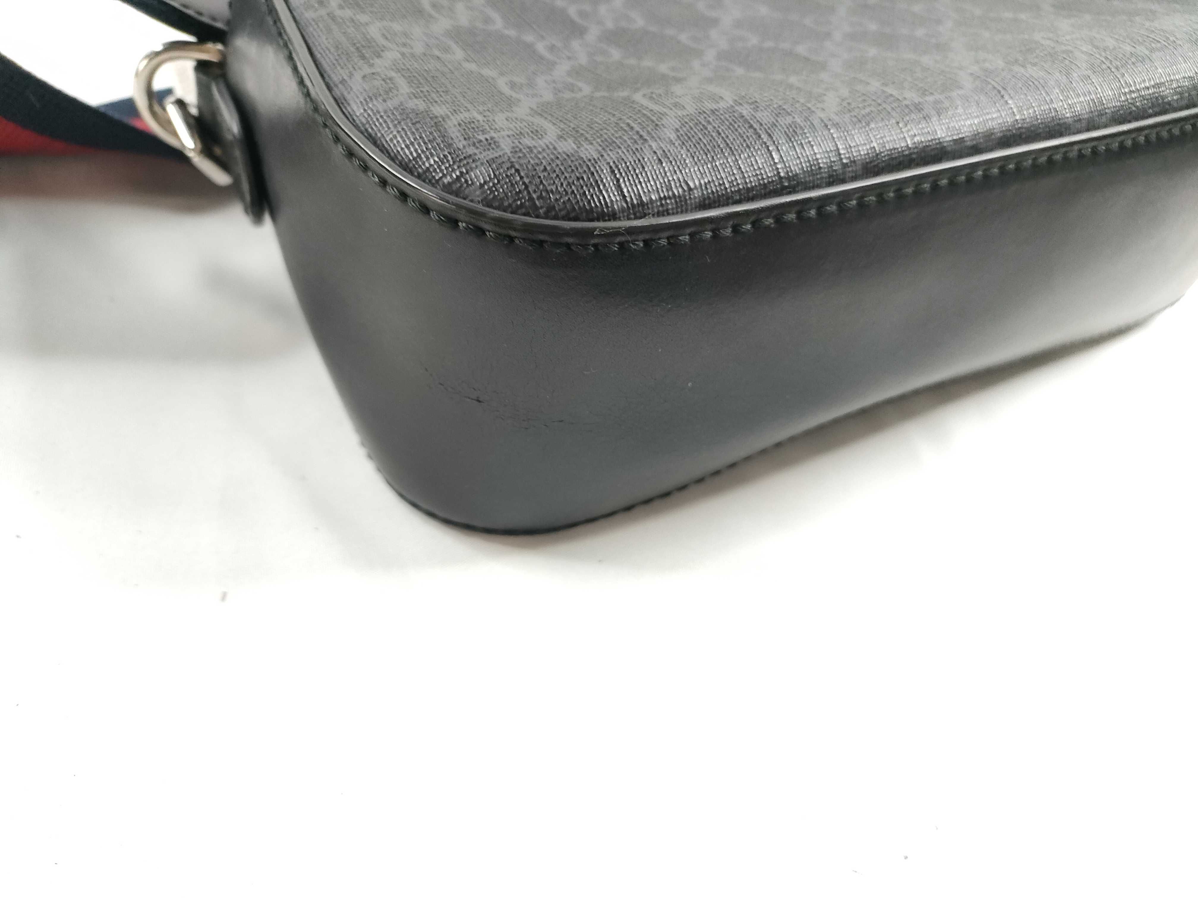 GG Supreme ID-GG Supreme PVC x Cowhide Shoulder Bag Black 574886 with strap — view 3
