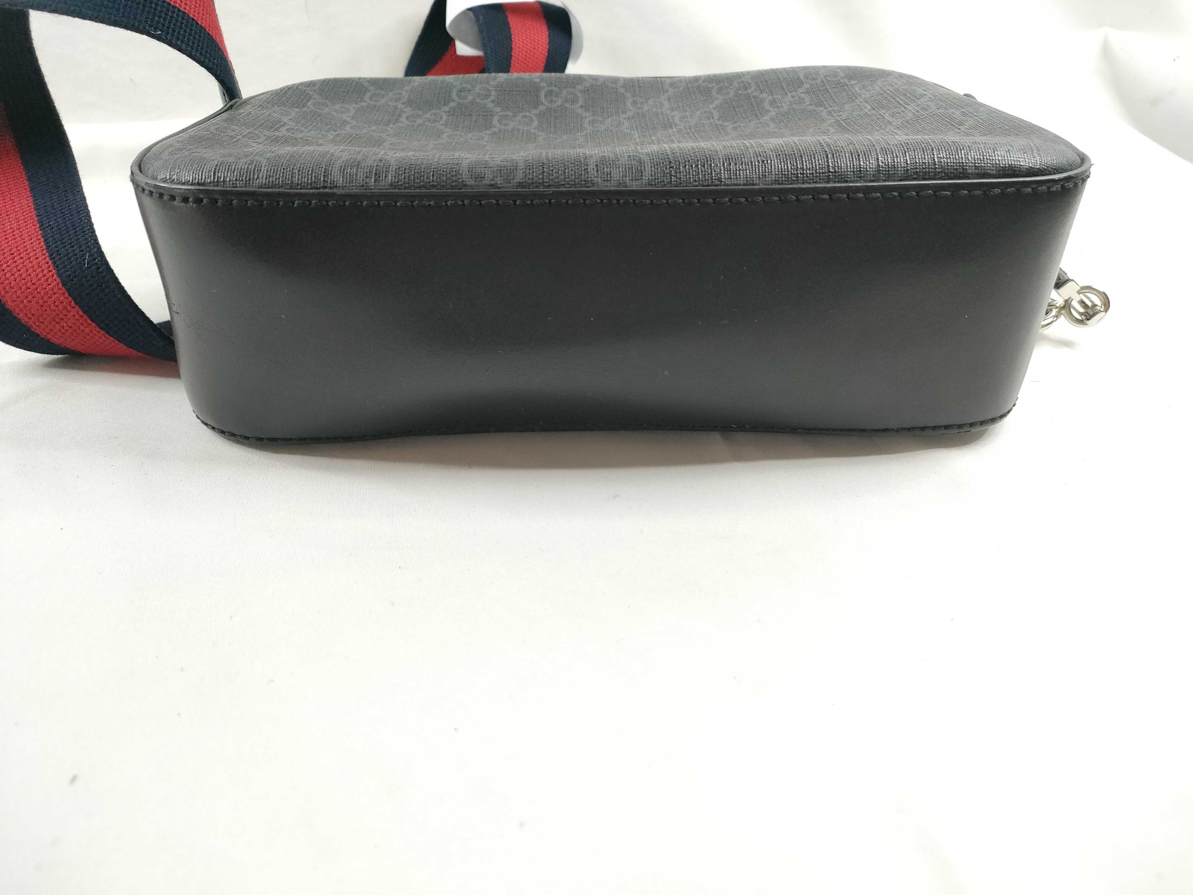 GG Supreme ID-GG Supreme PVC x Cowhide Shoulder Bag Black 574886 with strap — view 4