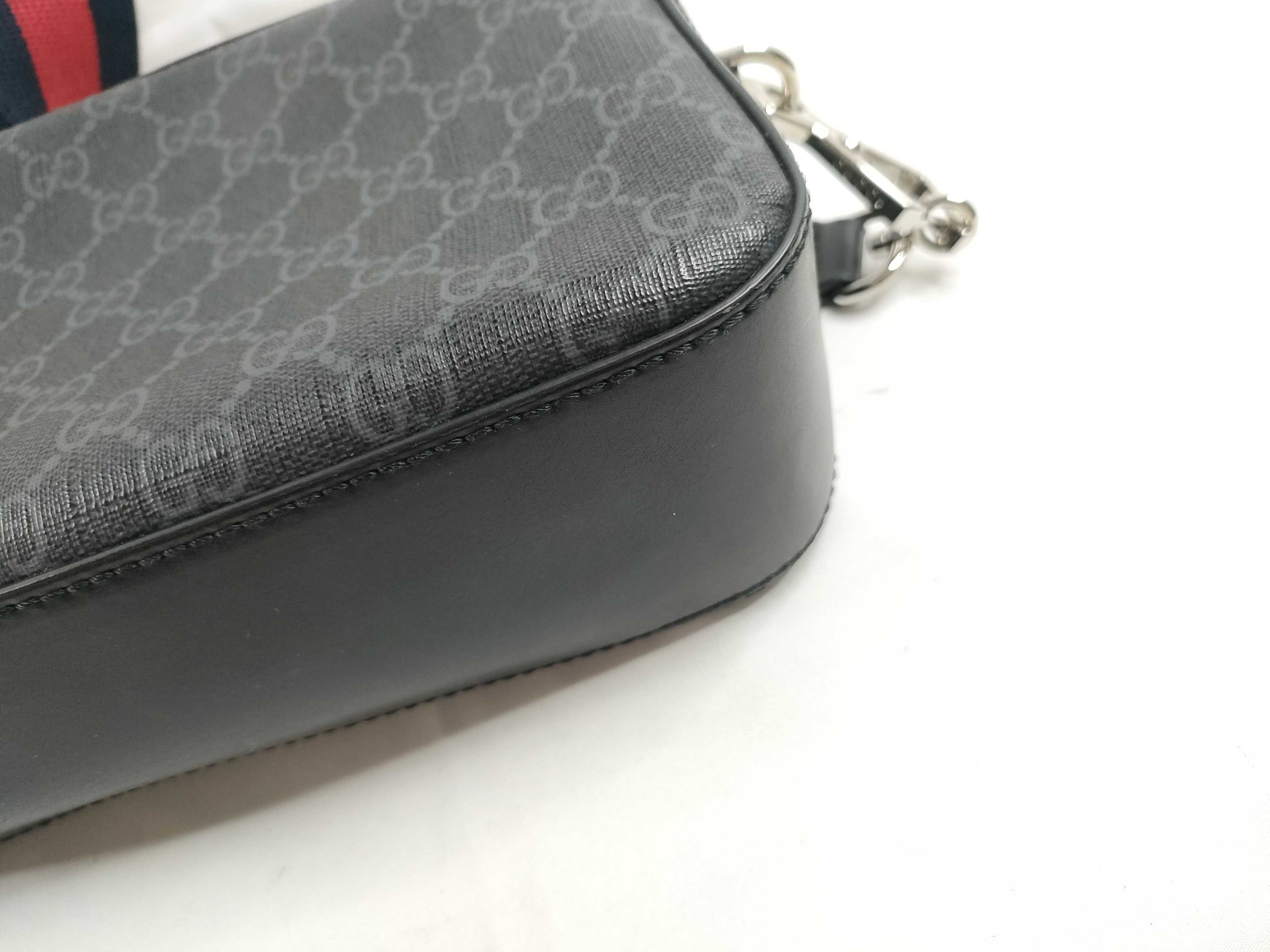 GG Supreme ID-GG Supreme PVC x Cowhide Shoulder Bag Black 574886 with strap — view 5