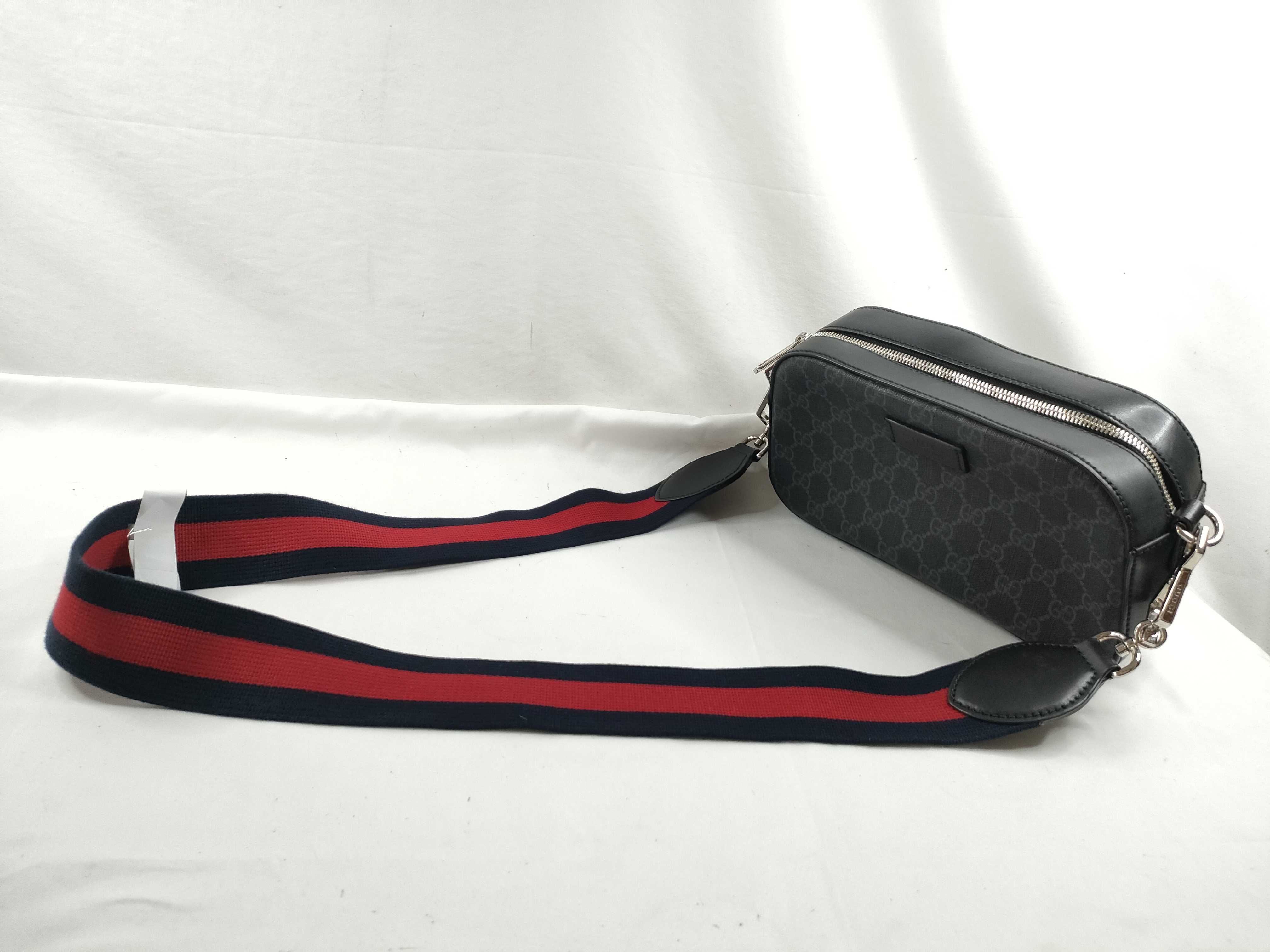 GG Supreme ID-GG Supreme PVC x Cowhide Shoulder Bag Black 574886 with strap — view 6