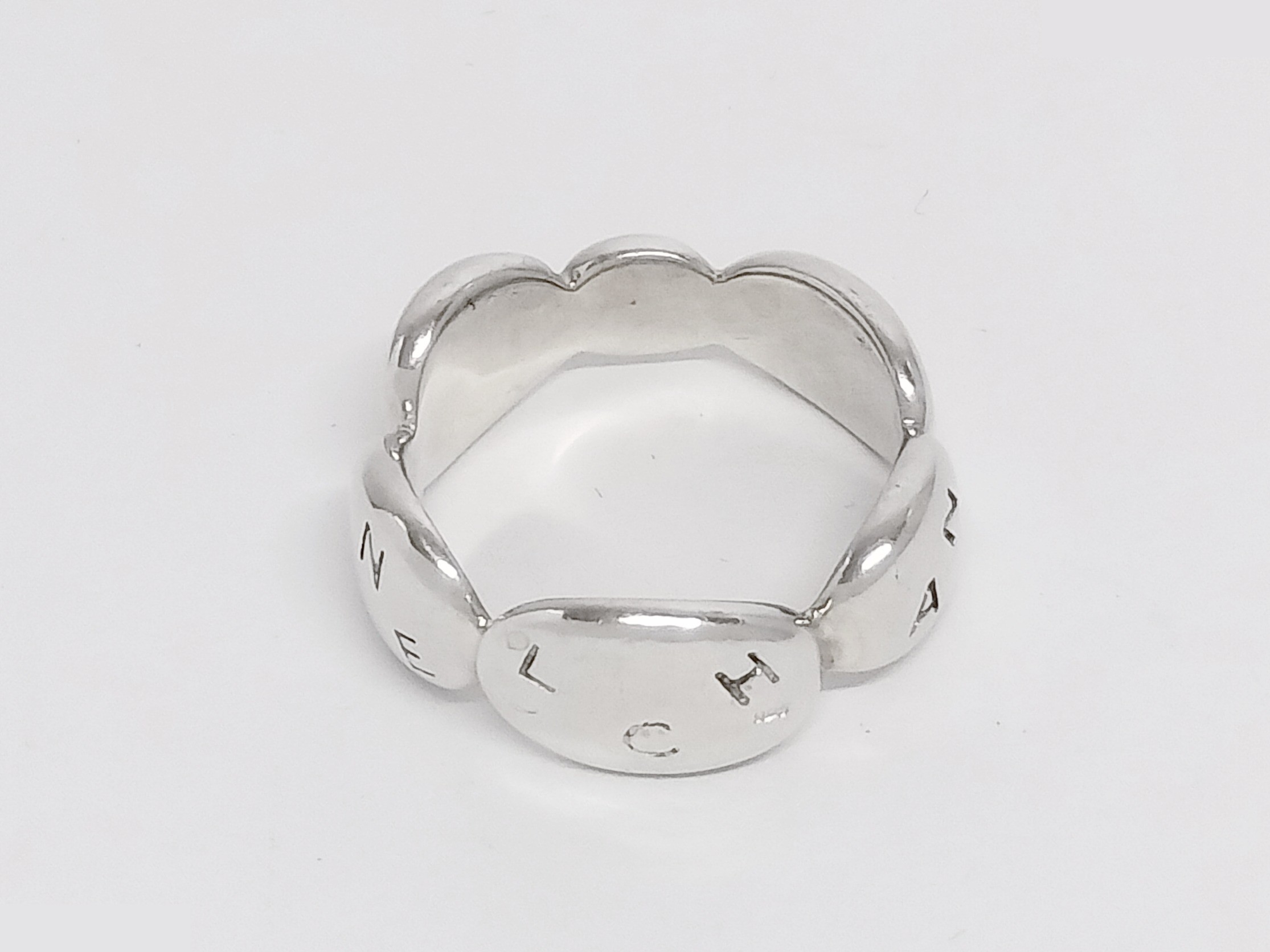Logo Camellia Silver Ring, Size #11.5, 925 Sterling Silver / 6.0g