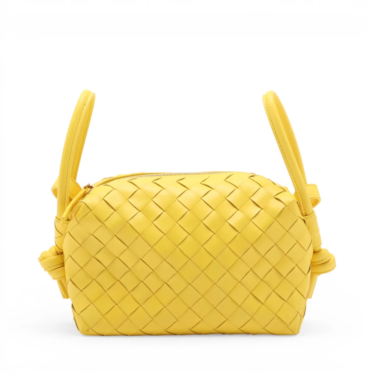 Intrecciato Leather Shoulder Bag, Yellow — view 2