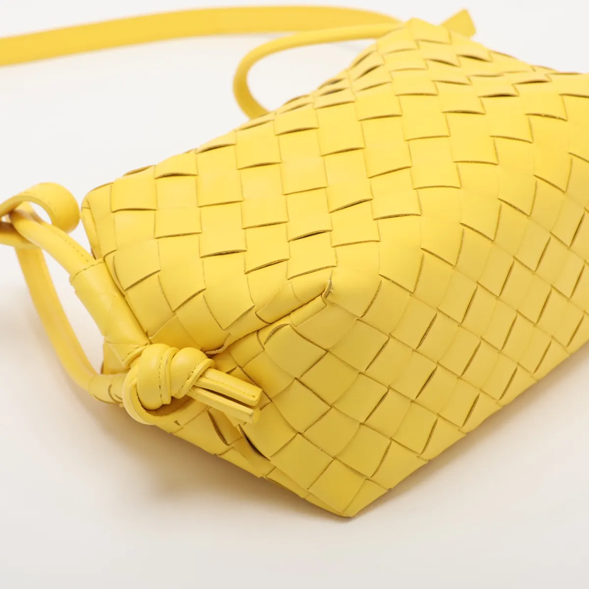 Intrecciato Leather Shoulder Bag, Yellow — view 4