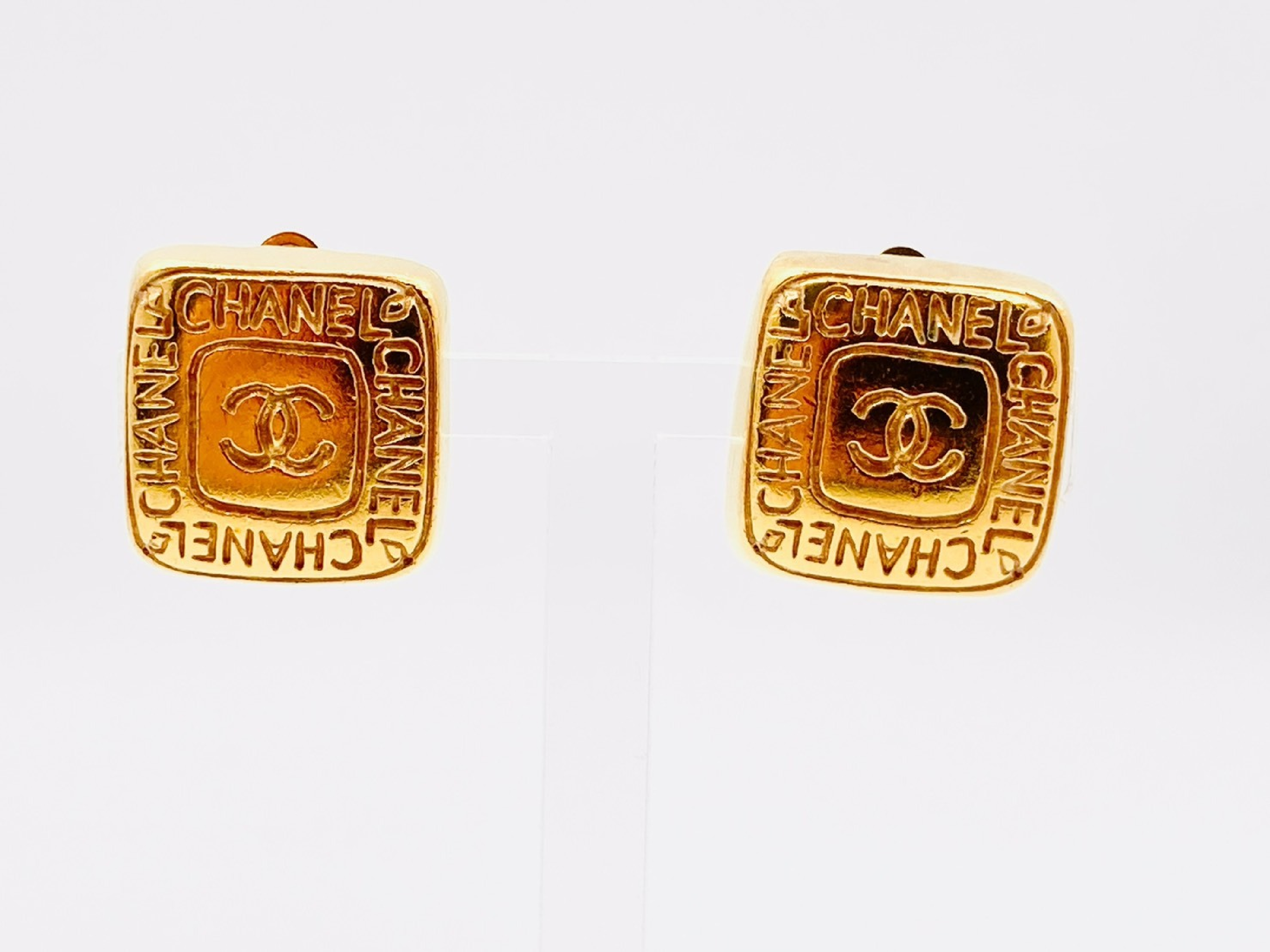 Coco Mark Logo Square Earrings 99A Gold Earrings