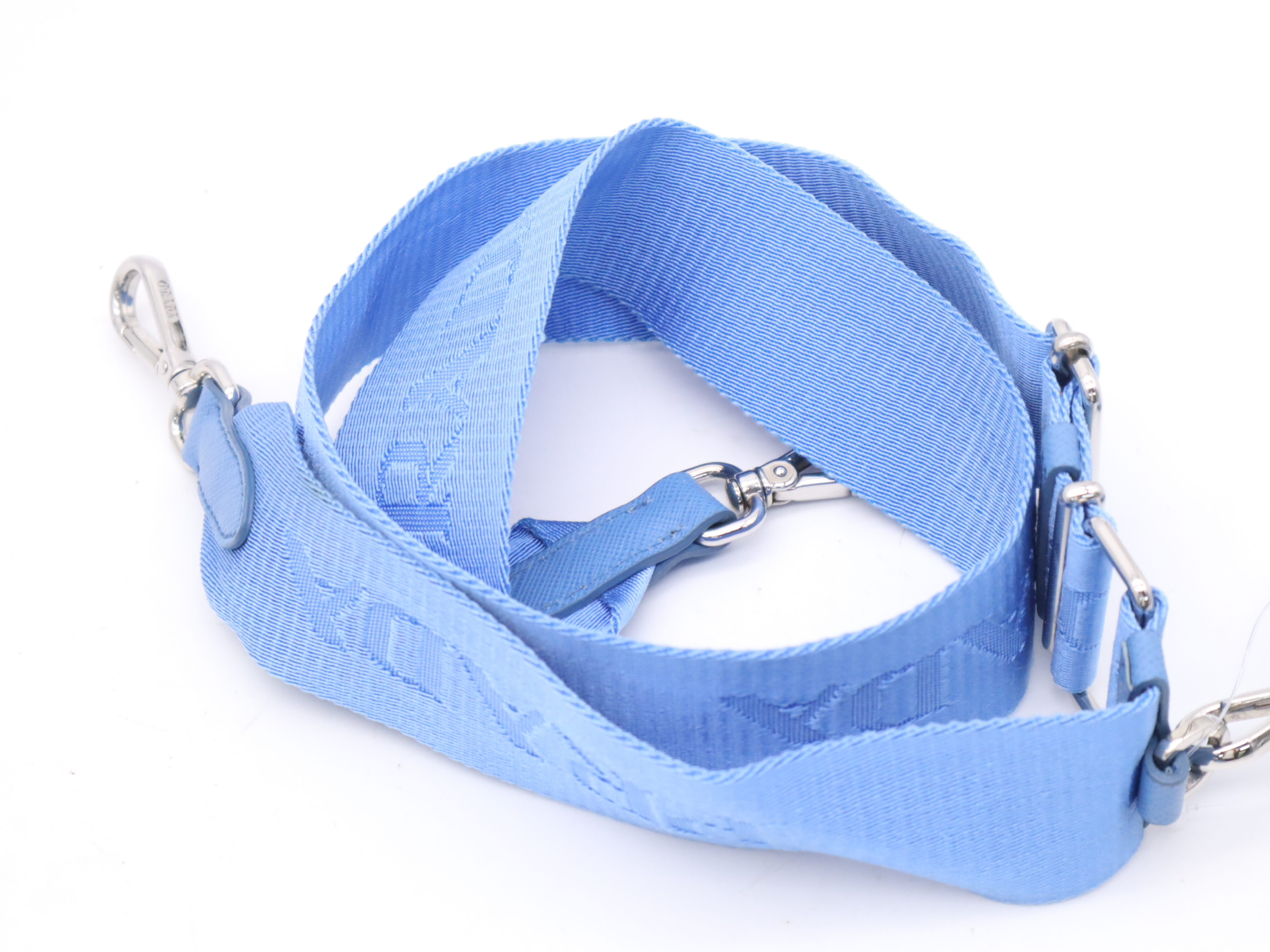 Nylon Chain Handle Bag Re-Edition 2005, with 2 Shoulder Straps, Pouch, and Clochette, Blue Handbag — view 11