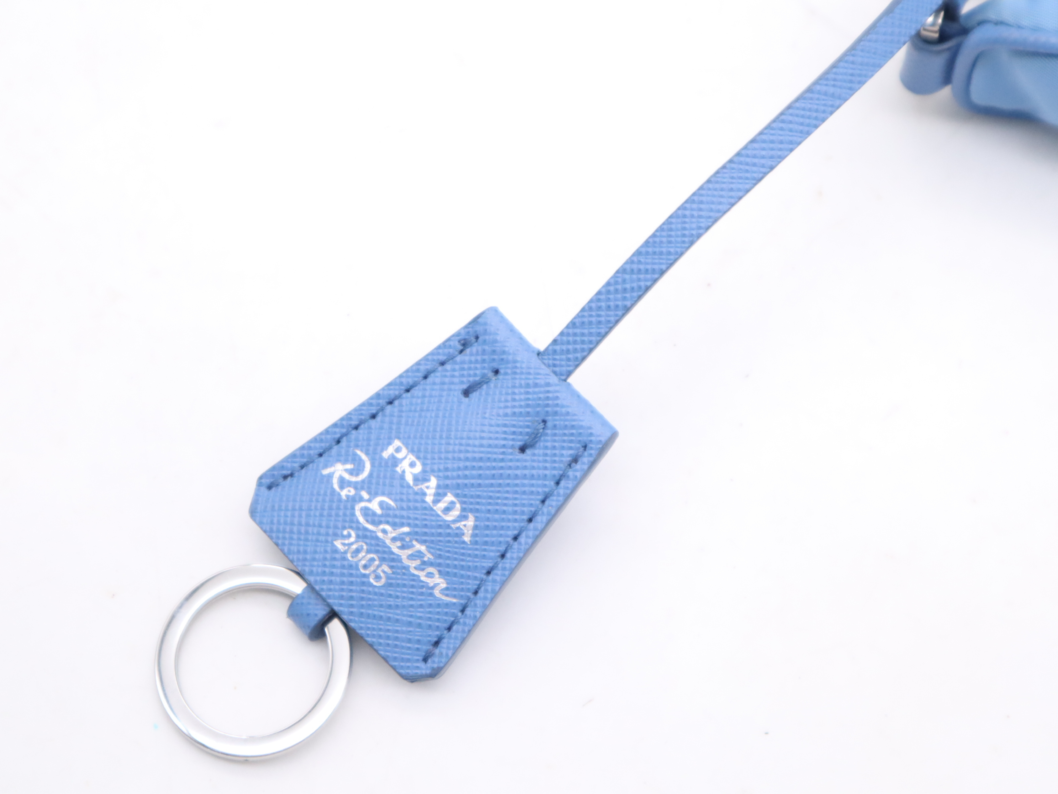 Nylon Chain Handle Bag Re-Edition 2005, with 2 Shoulder Straps, Pouch, and Clochette, Blue Handbag — view 13