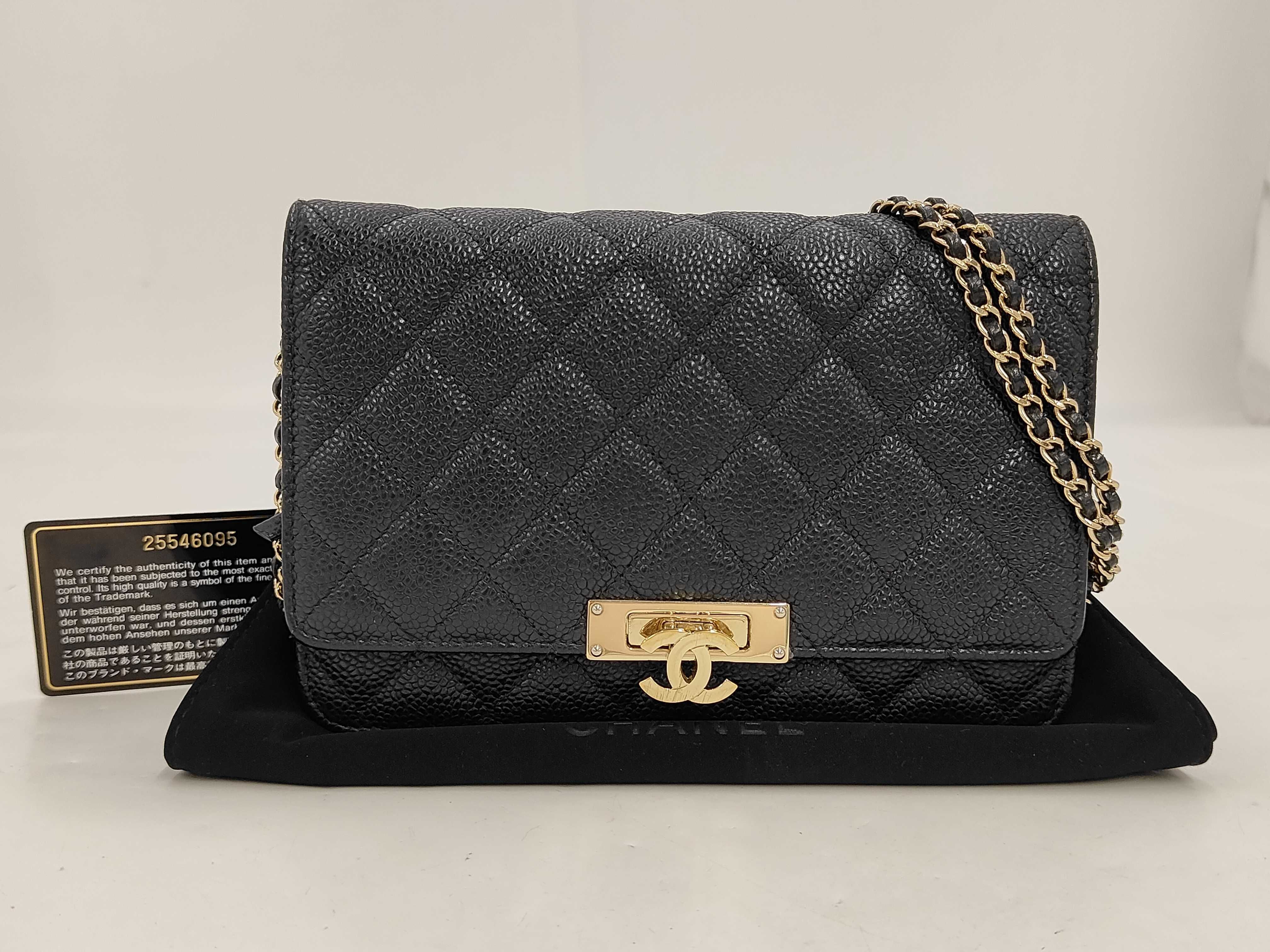 Matelassé Caviar Skin Coco Lock Chain Wallet (Shoulder Bag with Dust Bag, Cards, and Seal)