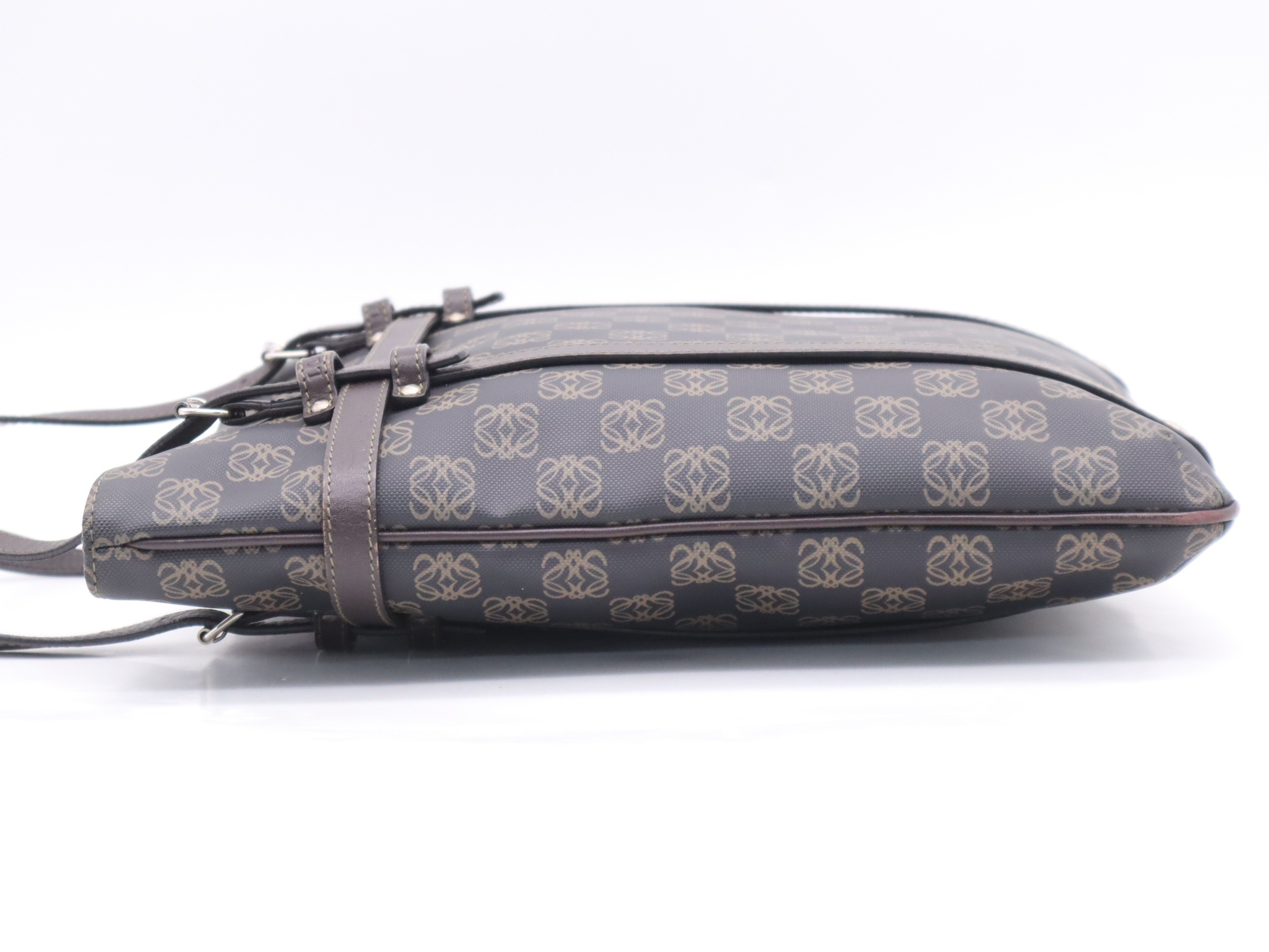 PVC/Leather Anagram Handbag, Black/Brown — view 3