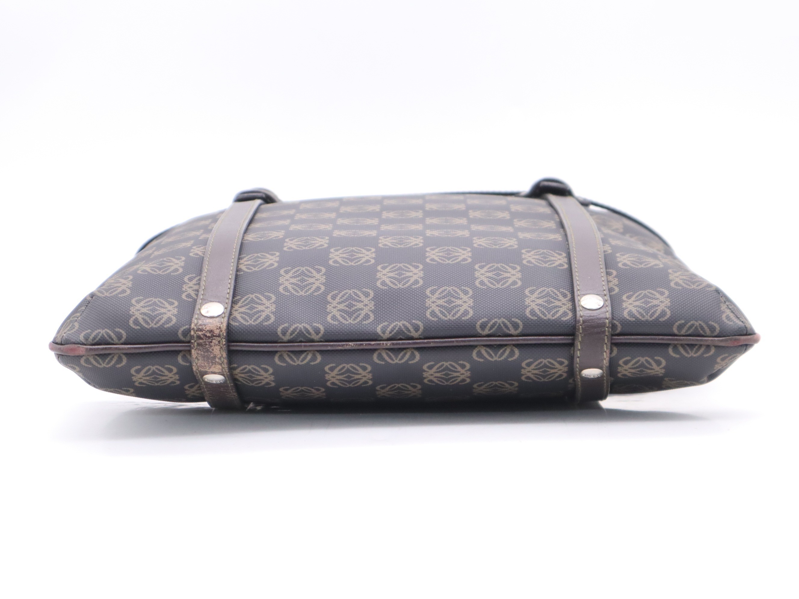 PVC/Leather Anagram Handbag, Black/Brown — view 4