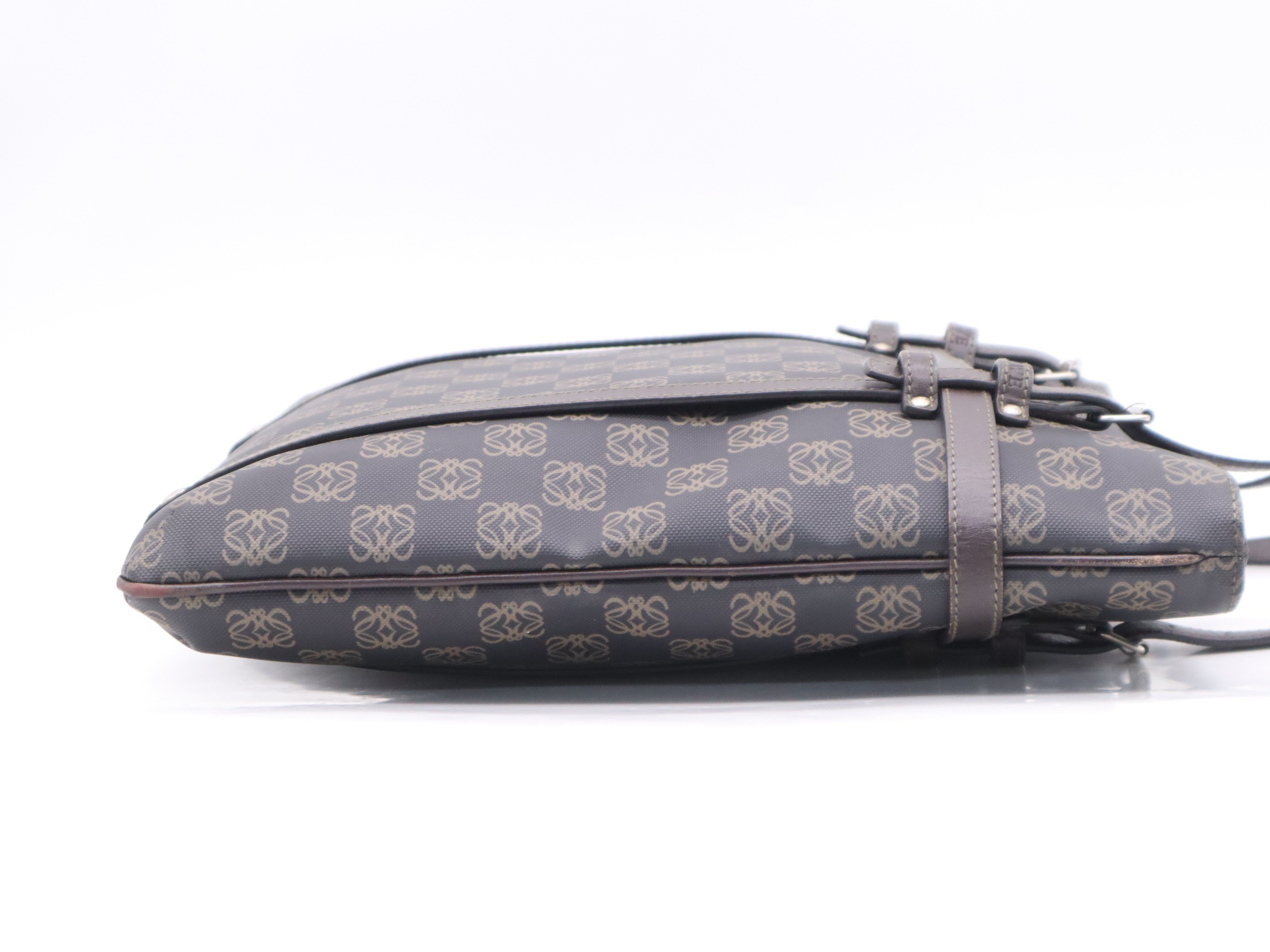 PVC/Leather Anagram Handbag, Black/Brown — view 5