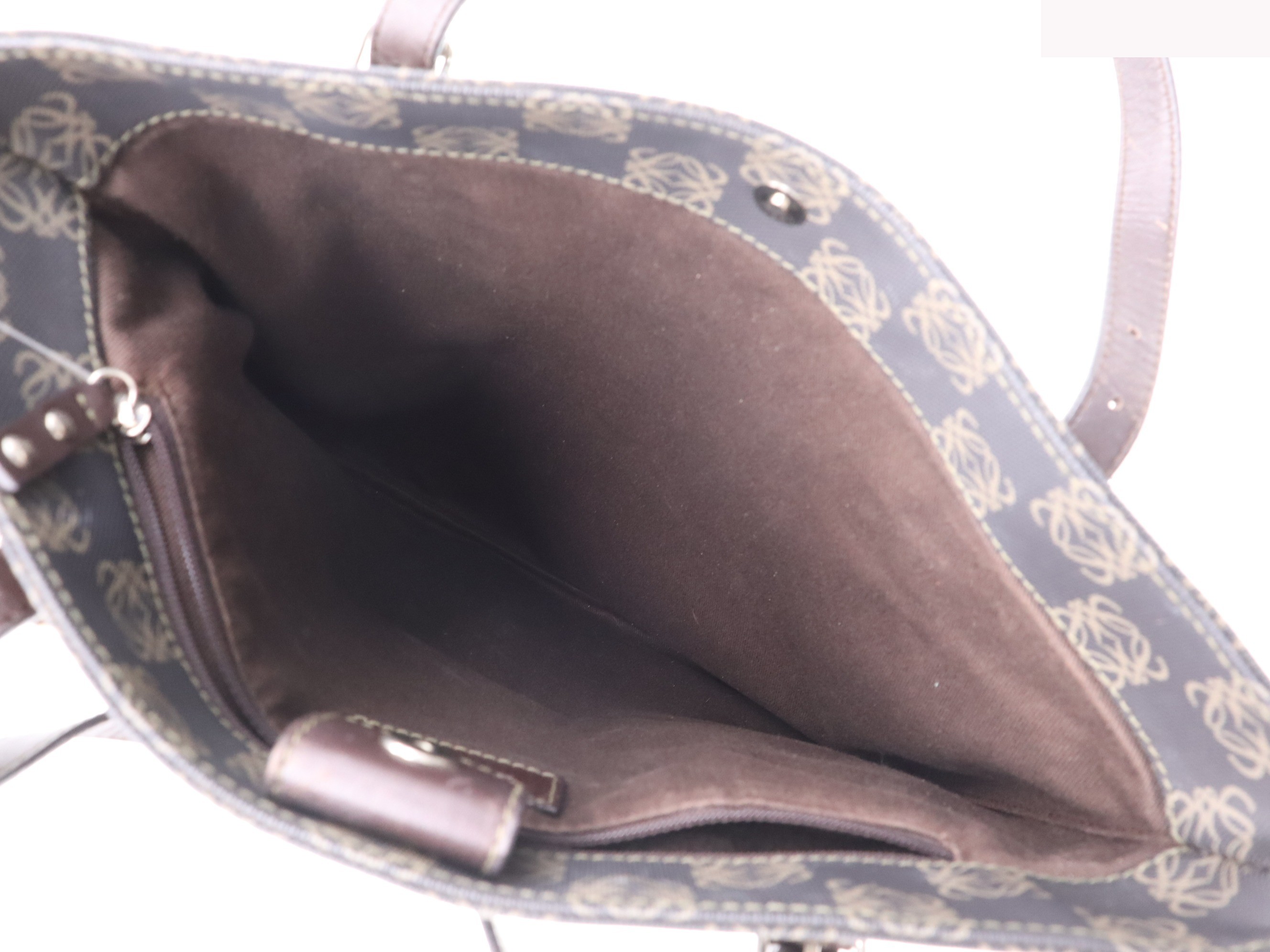 PVC/Leather Anagram Handbag, Black/Brown — view 7