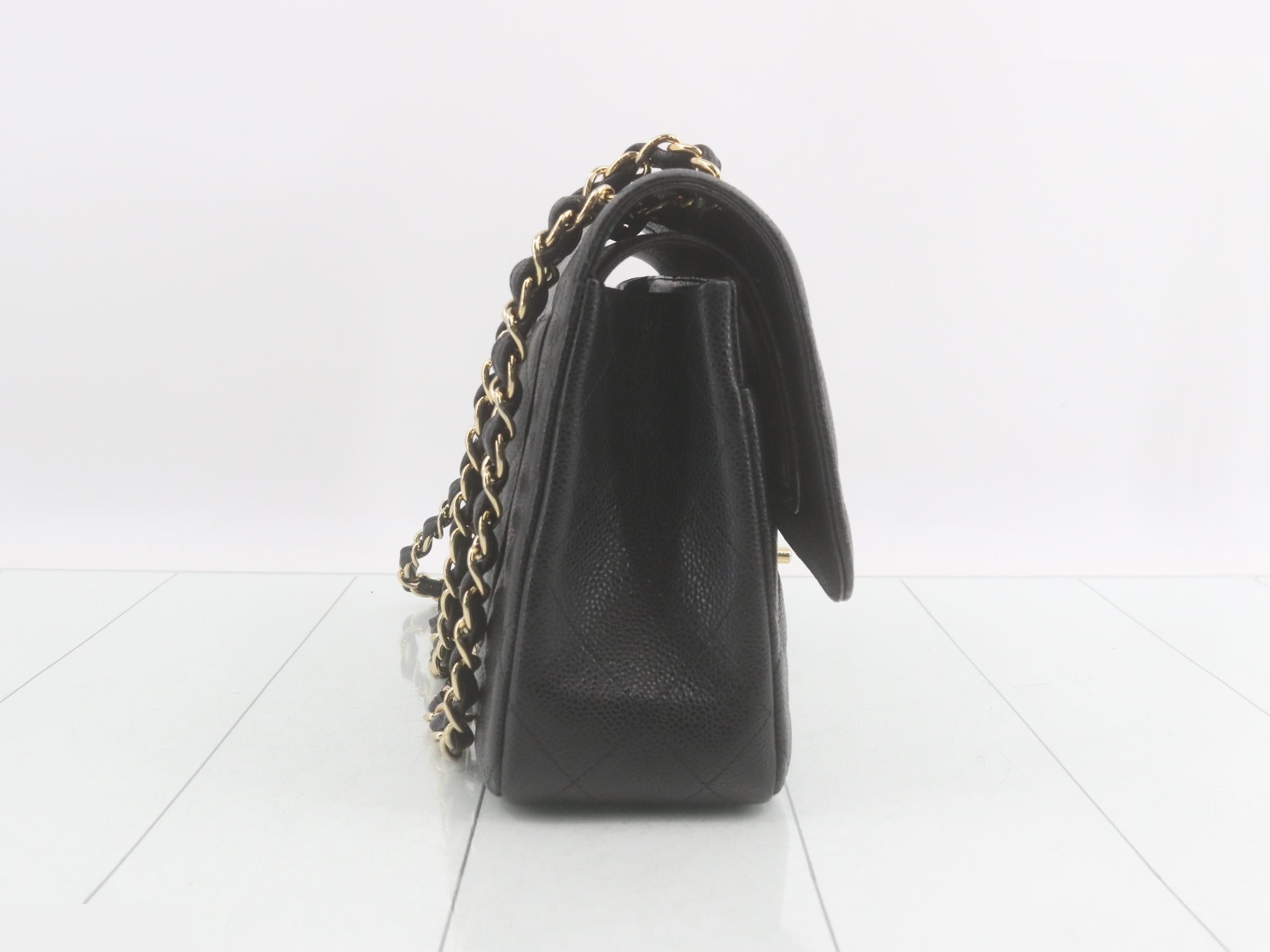 Large Matelassé 30 Caviar Leather Double Flap Double Chain Shoulder Bag — view 4