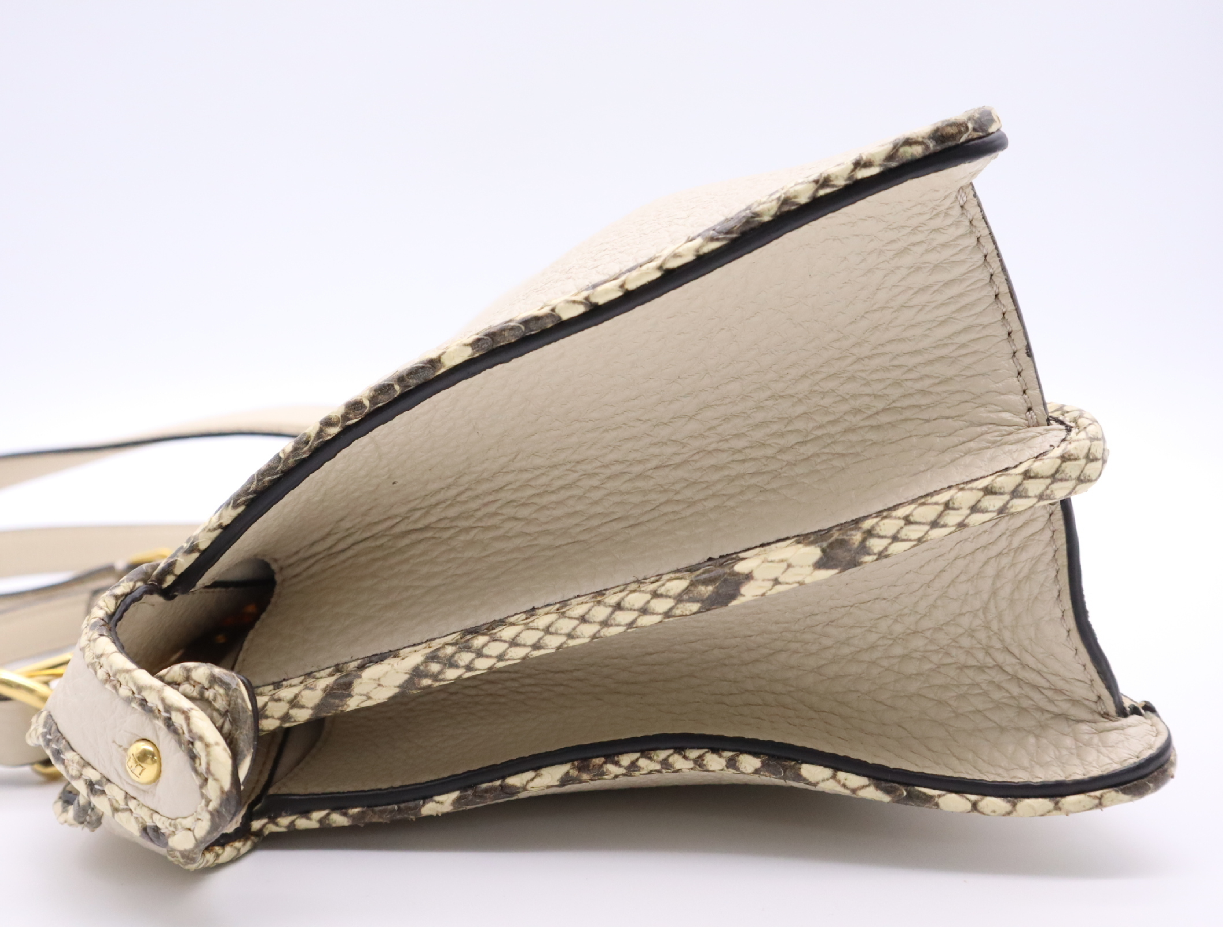 Leather/Python Peekaboo I.C.U Small Beige Handbag with Shoulder Strap and Rain Cover — view 3