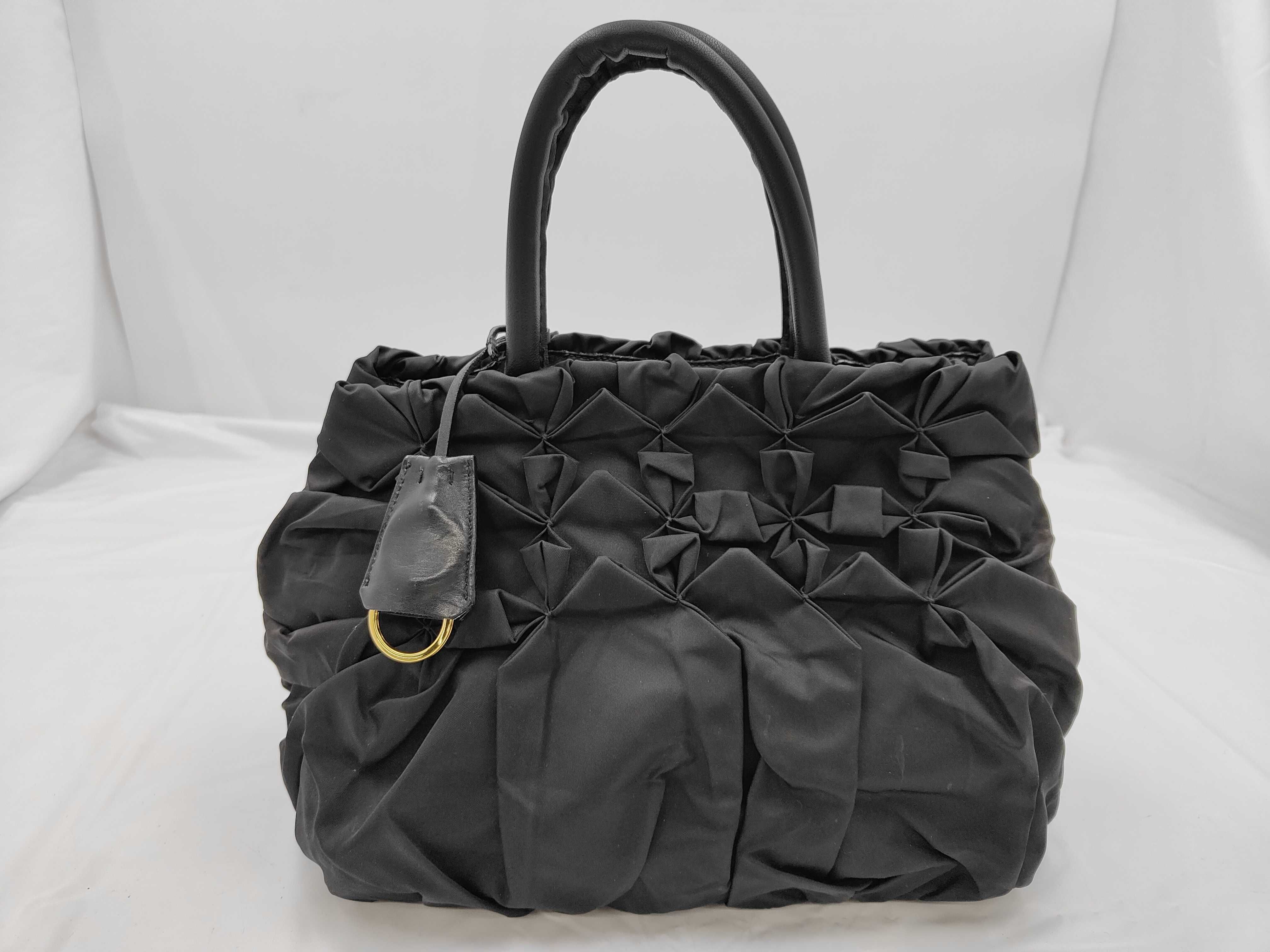 Black Pleated Tote Bag Handbag
